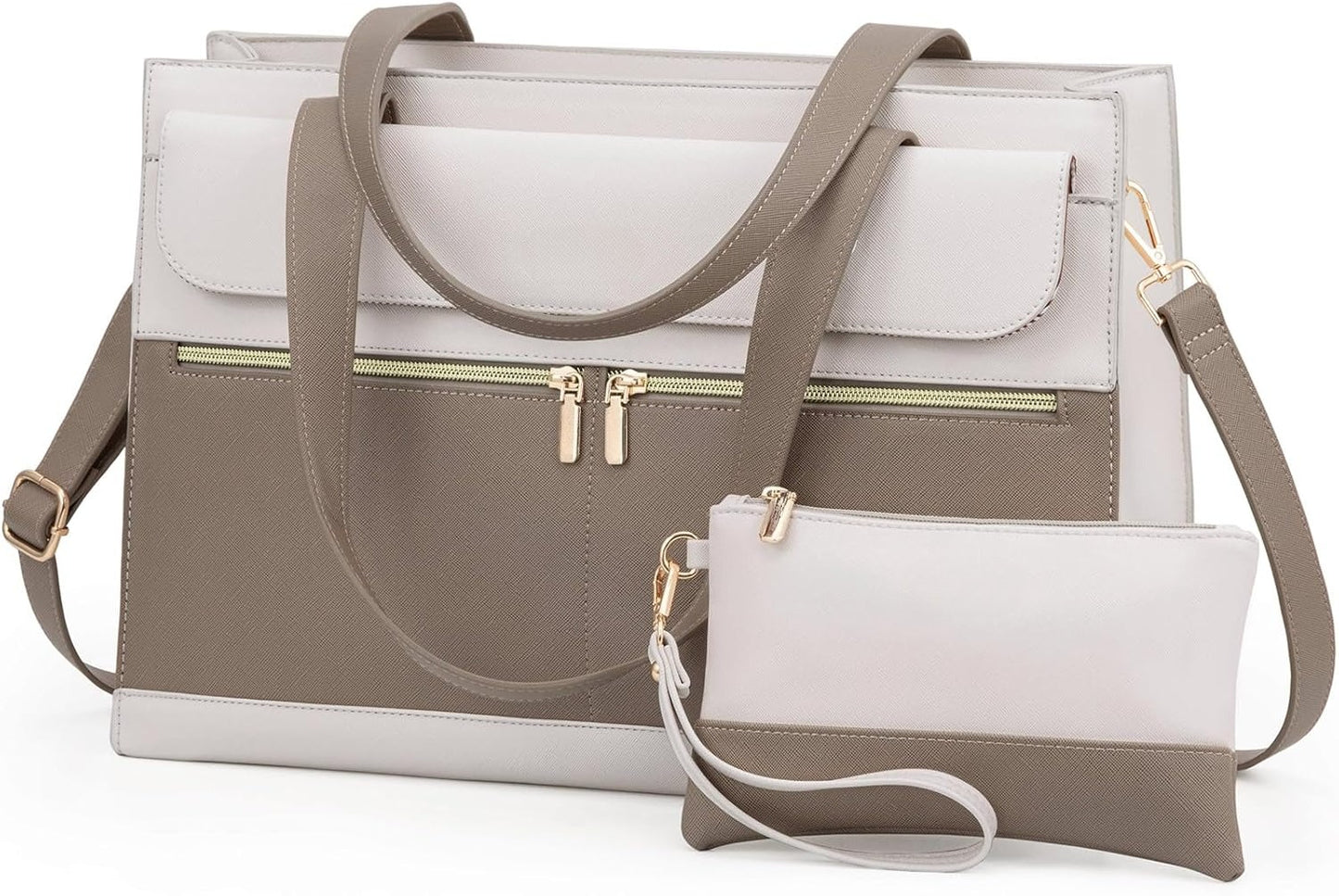 for Women 15.6 Inch Tote Work Professional Leather Computer Briefcase Waterproof Handbag Shoulder Large