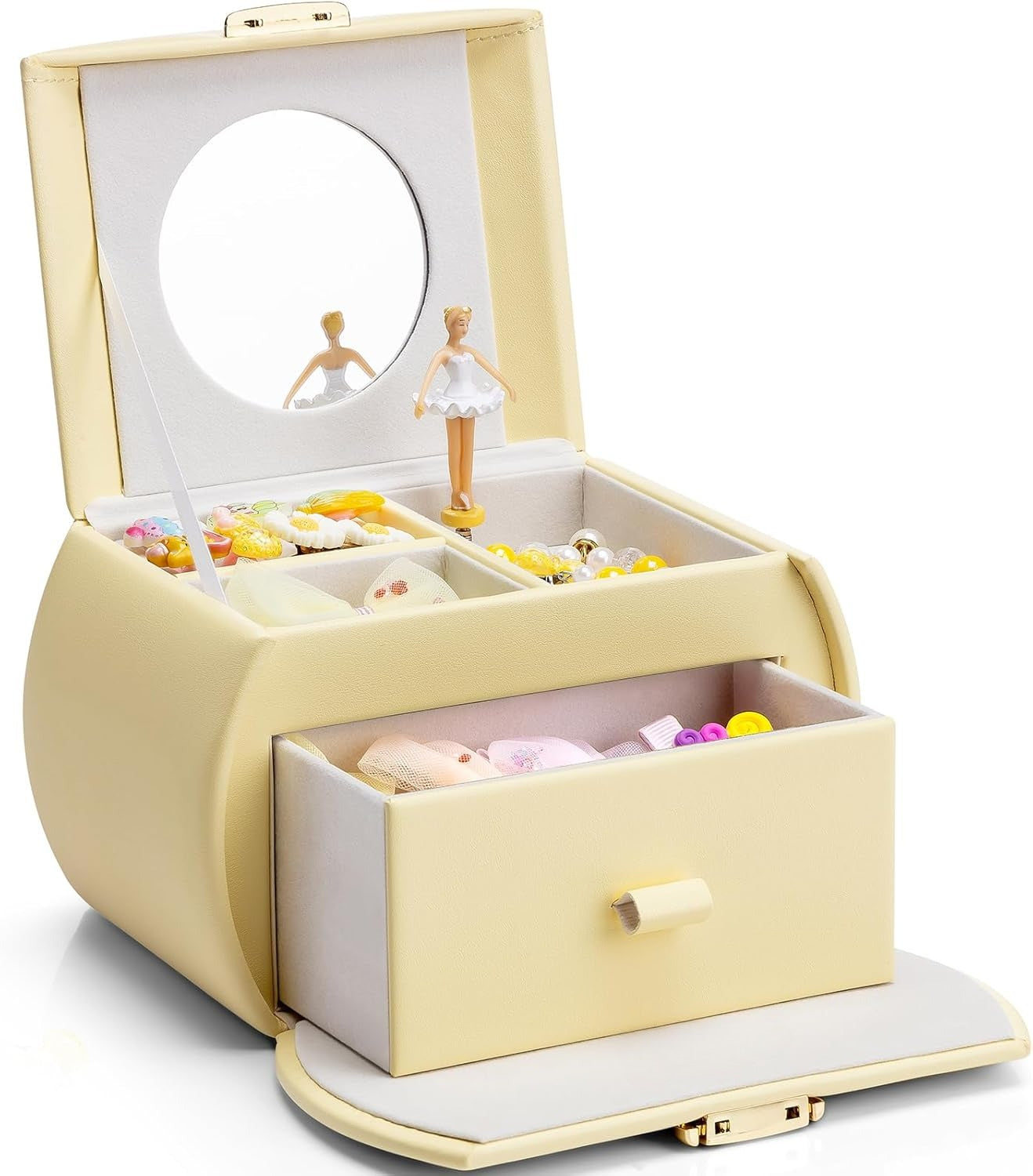 Jewelry Box for Girls with Drawer, Music Box with Ballerina and Stickers for Birthday Bedroom Decor
