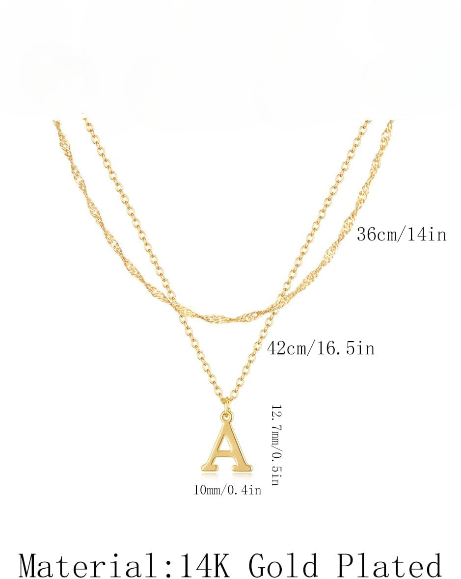 Dainty Gold or Silver Plated Initial Choker: Layered Letter Pendant Necklace for Women & Teens, Personalized Stackable Gift