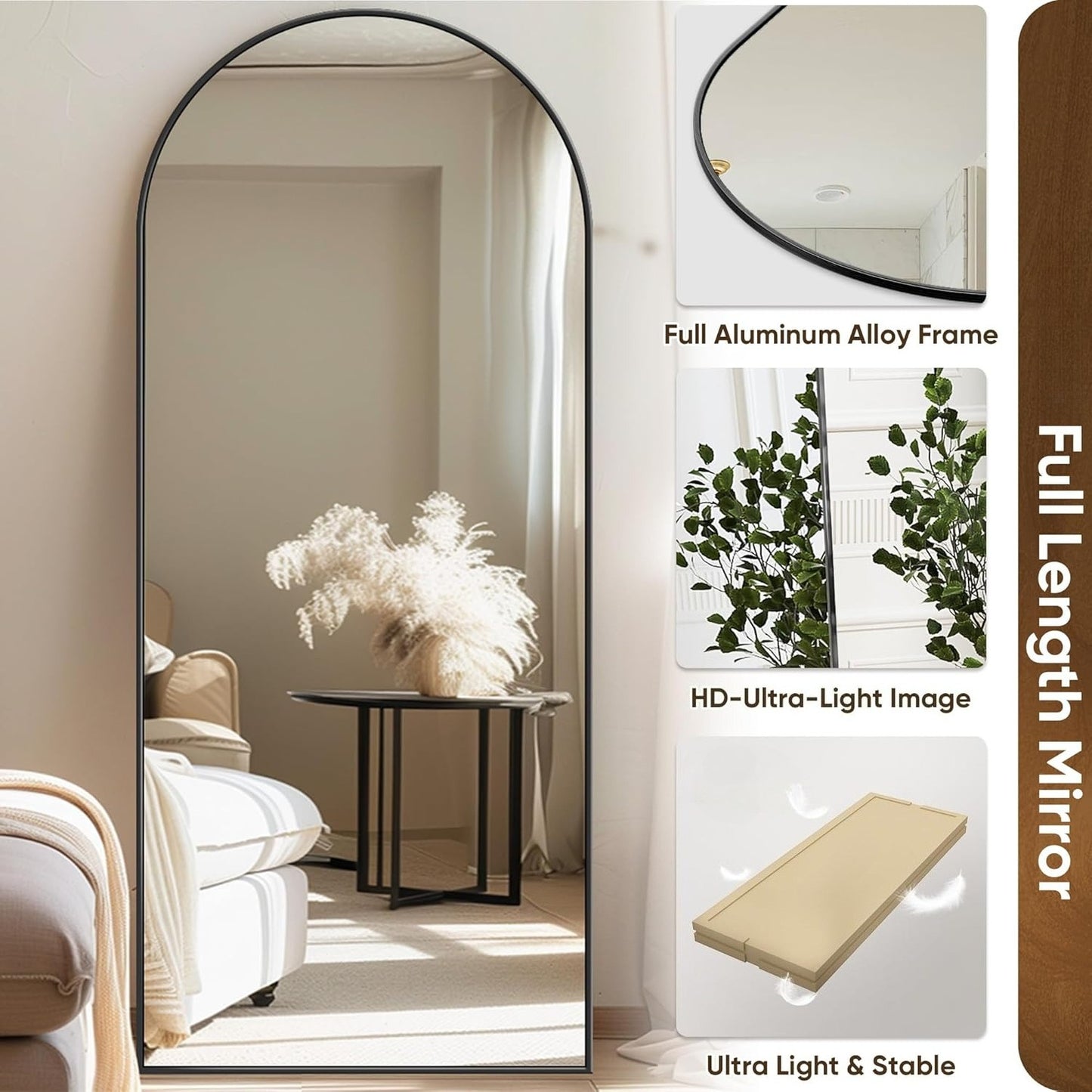 Full Length Mirror, 58"x18" Floor Mirror with Stand, Hanging Mounted Mirrors for Bedroom
