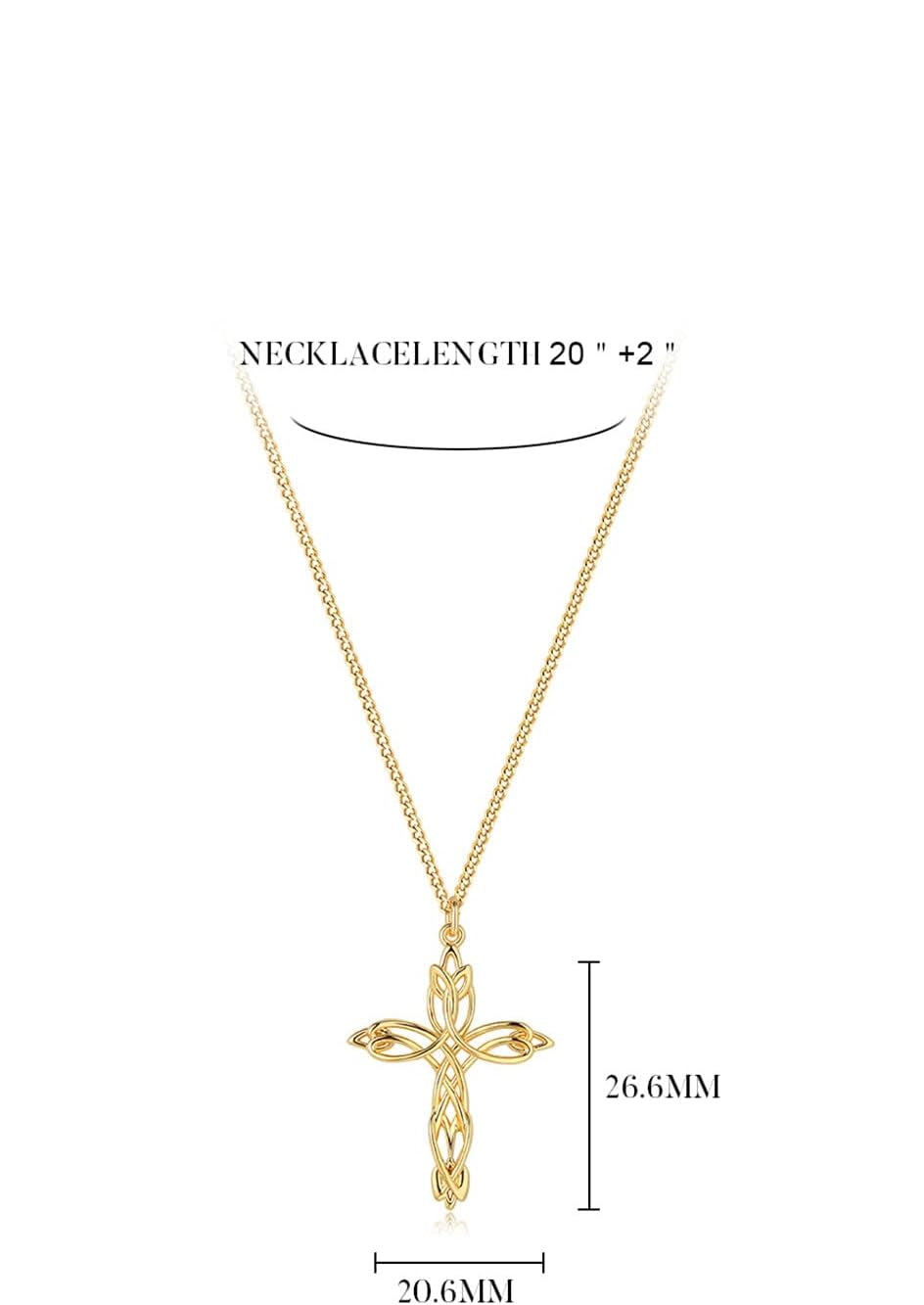 Gold Iris Cross Necklace – 14K Plated CZ Pendant for Women