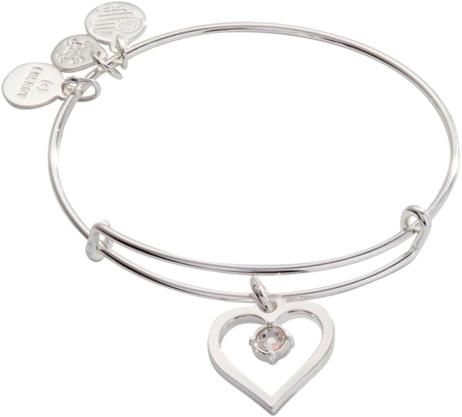 Alex and Ani Crystal in Heart Charm Bangle Bracelet