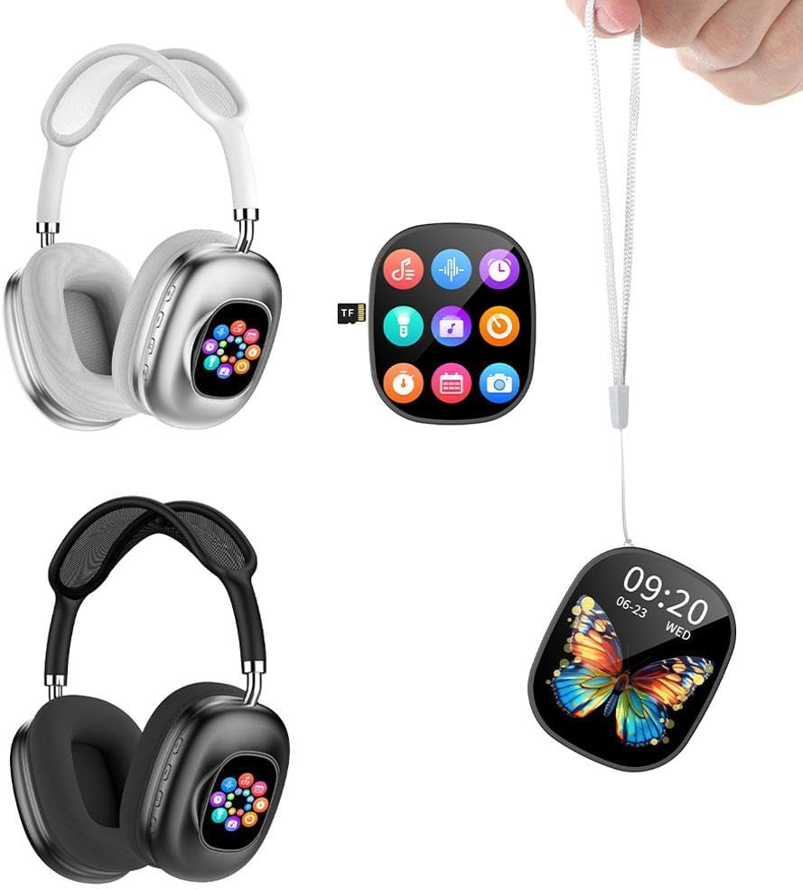 OMOMMD 2-in-1 Bluetooth Headphones & Portable Speaker with LCD Touch Screen, Built-in FM Radio, TF Card Playback, Over-Ear Wireless Headset with Long Battery Life