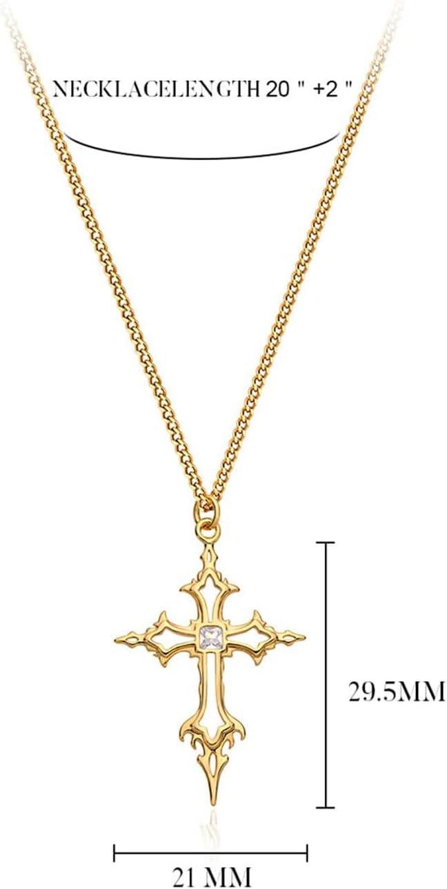 14K Gold Cross Pendant Necklace for Women – Adjustable Dainty Chain, Faith Jewelry