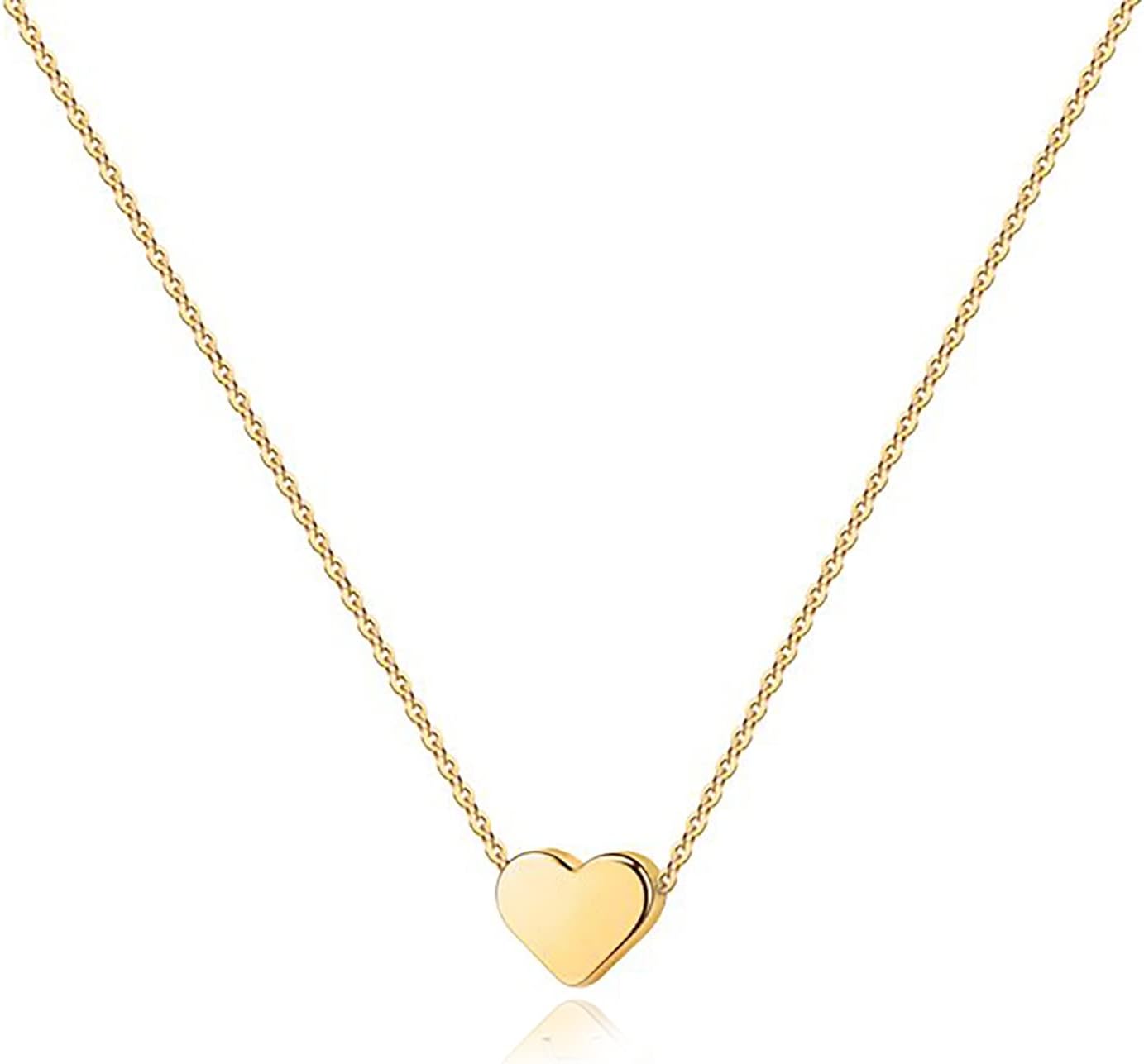 14K Gold Plated Cubic Zirconia Heart Pendant Necklace - Dainty Love Gift for Women