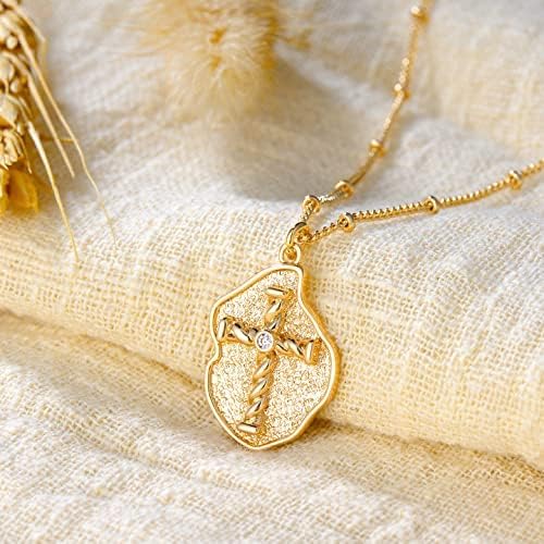 Cross Necklace 14K Plated Dainty Chain, Minimalist Faith Pendant Religious Prayer Jewelry Gift