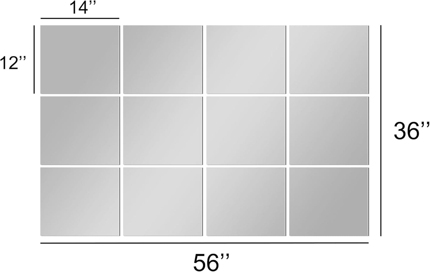 Home Gym Mirror Tiles for Wall, 14"x12"x12count Full Length Home Gym Workout Mirror