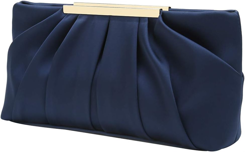 Clutch Evening Bag Elegant Pleated Satin Formal Handbag Simple Classy Purse for Women