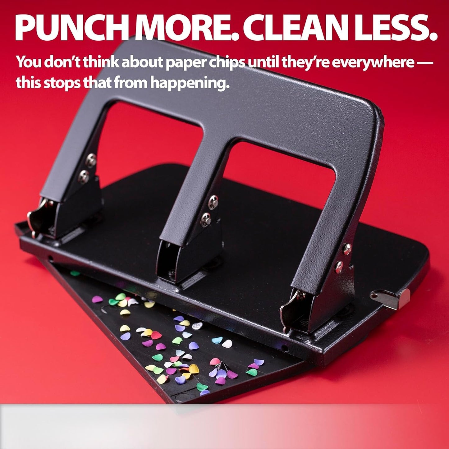 OMOMMD Officemate 3-Hole Punch, Medium Duty, 30-Sheet Capacity, Ergonomic Handles, Adjustable Paper Guide, Durable Metal Base, Black