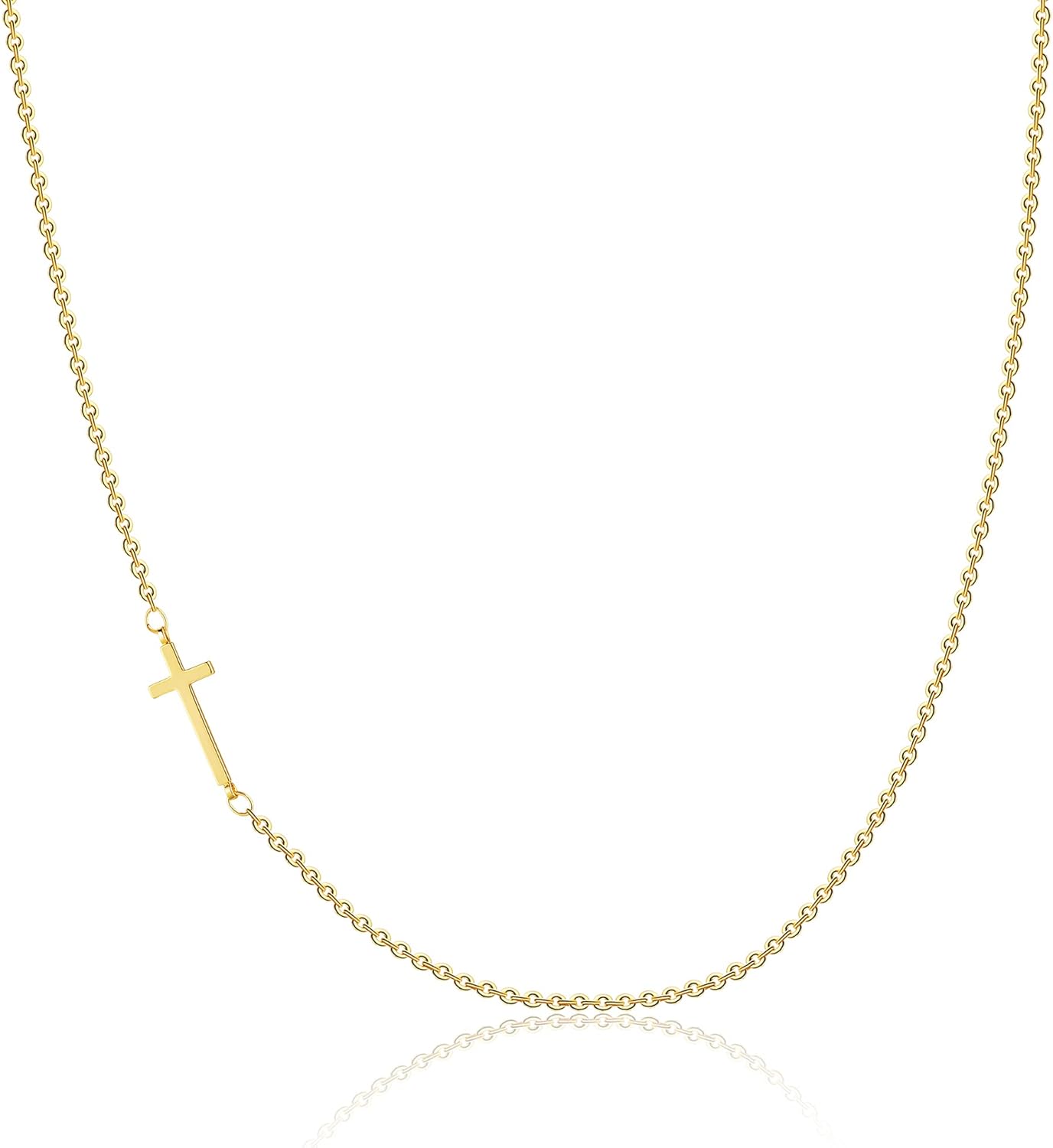 Two-Tone Cross Necklace, 14K Gold & Silver Plated Minimalist Dainty Chain, Religious Gift & Everyday Jewelry for Women