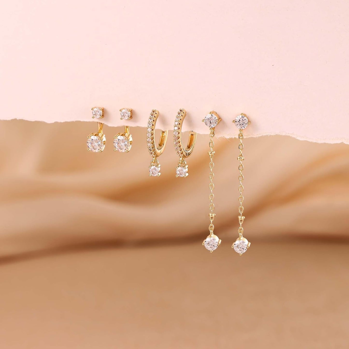 Freekiss 3 Pairs Gold Hoop Earrings Set: Dainty Stud Earrings Trendy Small 14K Gold Plated Hypoallergenic Dangle Cartilage Huggie Hoop Earrings for Women Gold Jewelry for Women Gifts