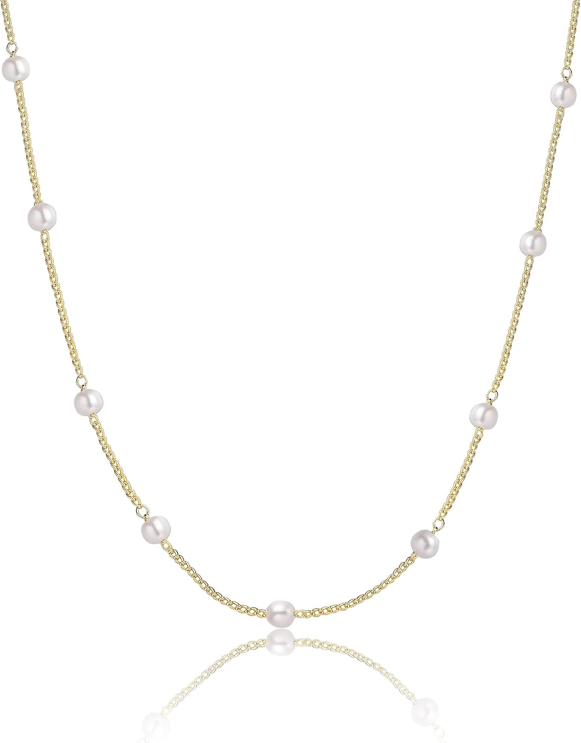 Dainty Handmade Layered Pearl Necklace: 14K Gold Plated Pendant & Chain for Women, Everyday Elegant Jewelry Gift
