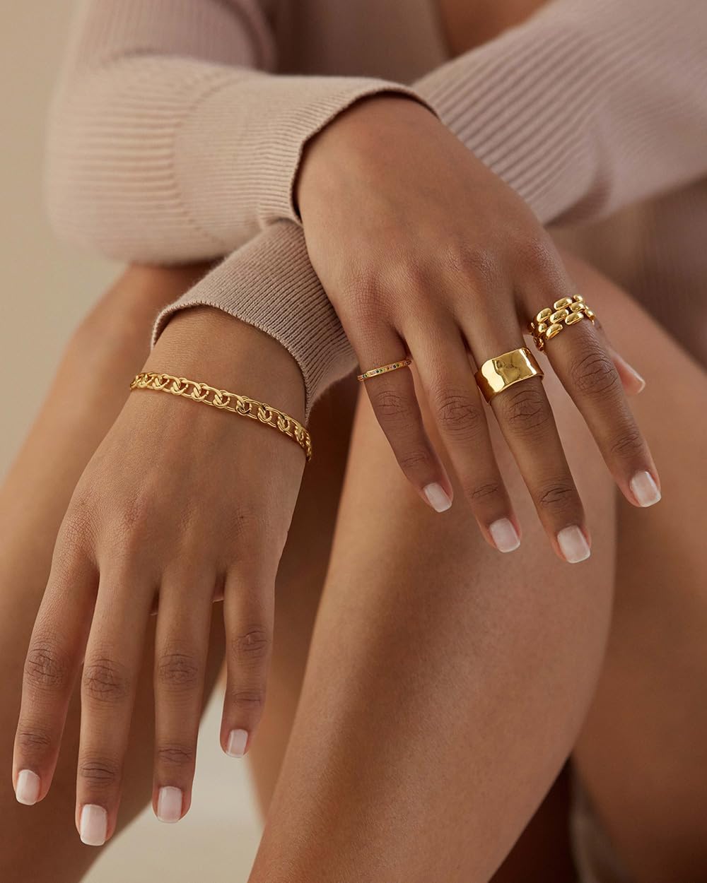 18k Gold Plated Personalized Chunky Cuban Oval Link Chain Bracelets for Men Toggle Rope Bracelet Jewelry for Women