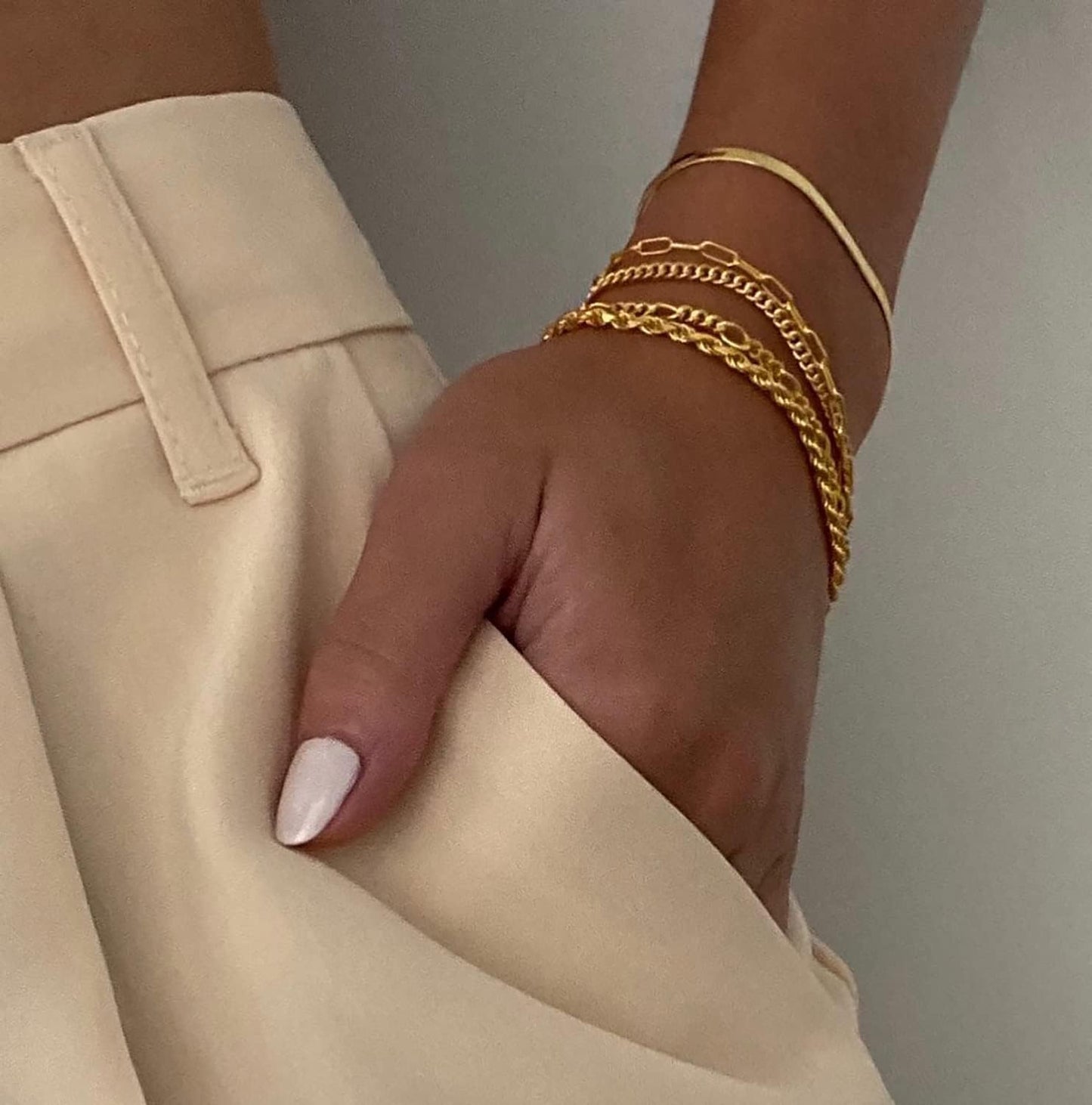 Gold Bracelets for Women Waterproof, 14K Real Gold Jewelry Sets Trendy Thin Dainty Stackable Cuban Link