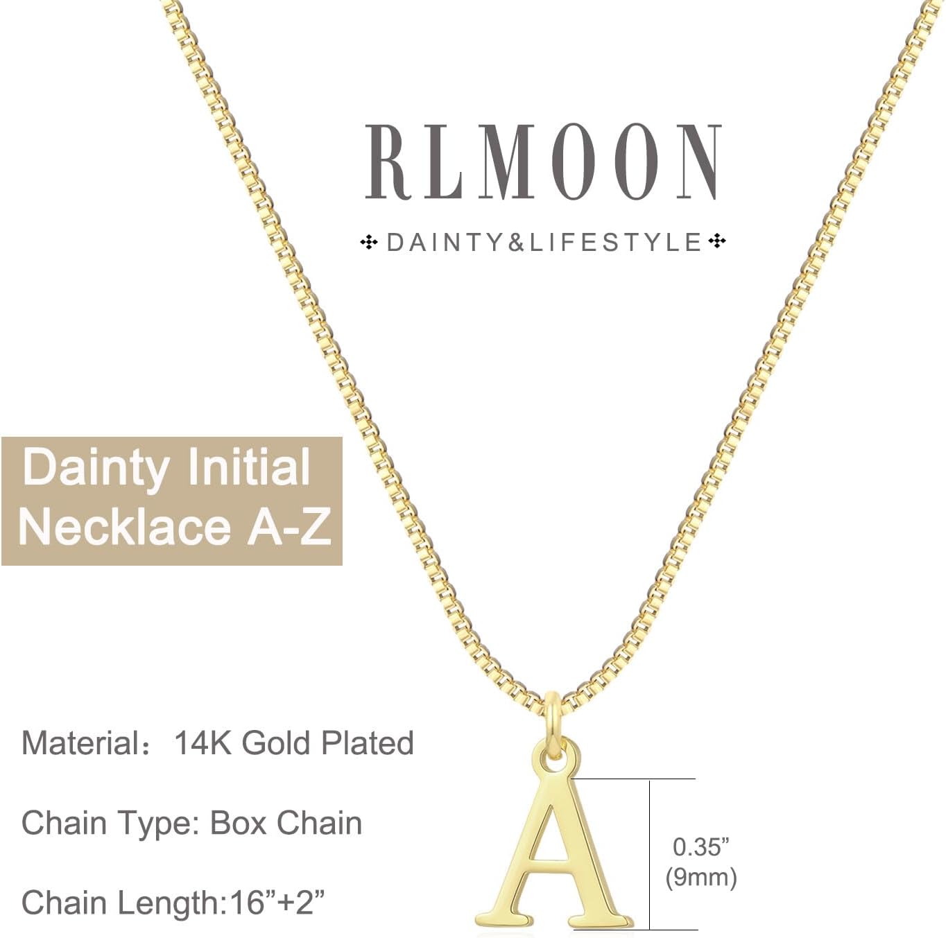 Dainty Initial Necklace for Women: 14K Gold Plated Letter Pendant A-Z, Personalized Name Jewelry Gift