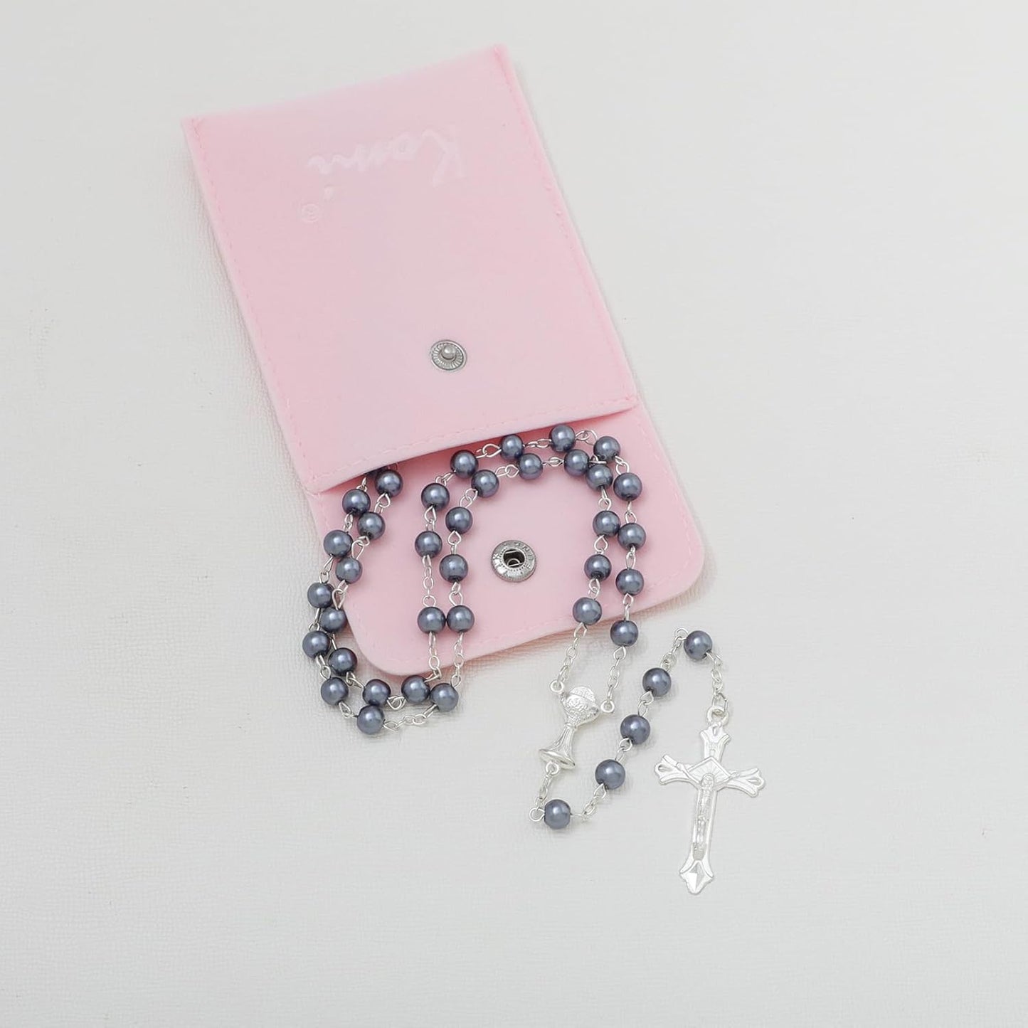 6mm Pearl Rosary Beads With Crucifix - Women's Catholic Prayer Necklace, Gift Box & Pouch Included