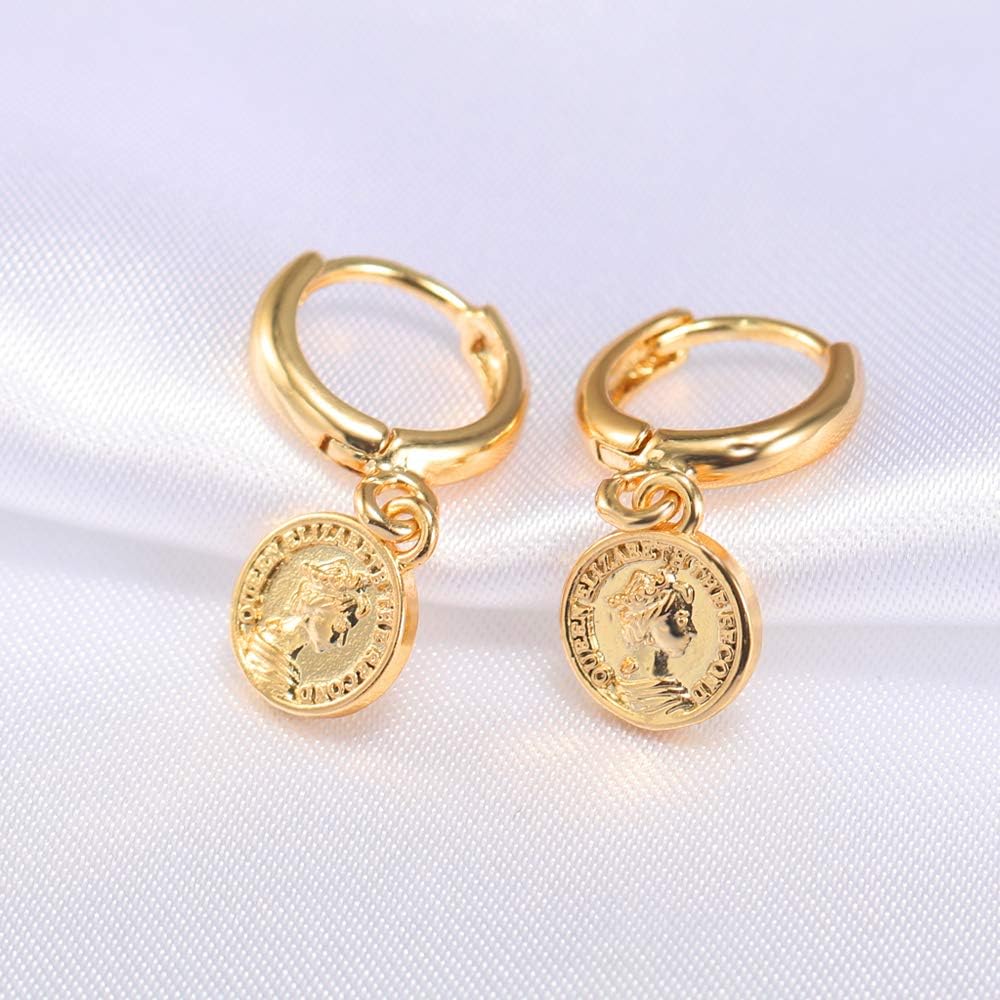Gold Huggie Small Hoop Earrings with Charm Personalized /Star/Cross/Lock/Key 18k Gold Plated Crystal Drop Dangle Earrings for Women