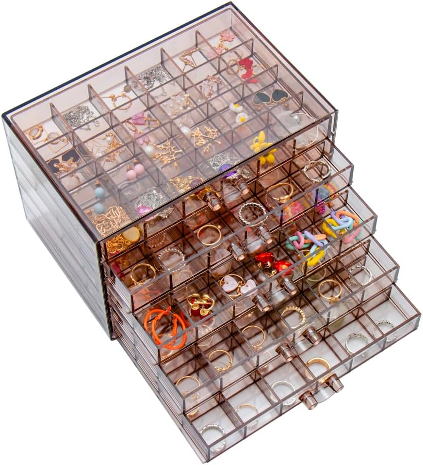 Acrylic Jewelry Storage Box Stand with 120 Small Compartments