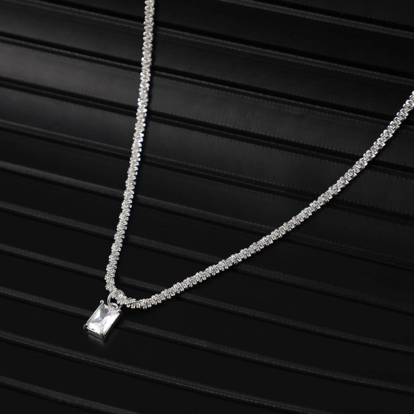 14K Gold/Silver Plated Necklace, Dainty CZ Cross Pendant with Herringbone & Figaro Chains, Sparkling Multi-Layer Jewelry Gift for Her