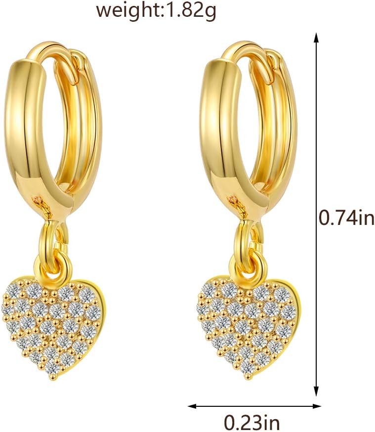 Gold Huggie Small Hoop Earrings with Charm Personalized /Star/Cross/Lock/Key 18k Gold Plated Crystal Drop Dangle Earrings for Women