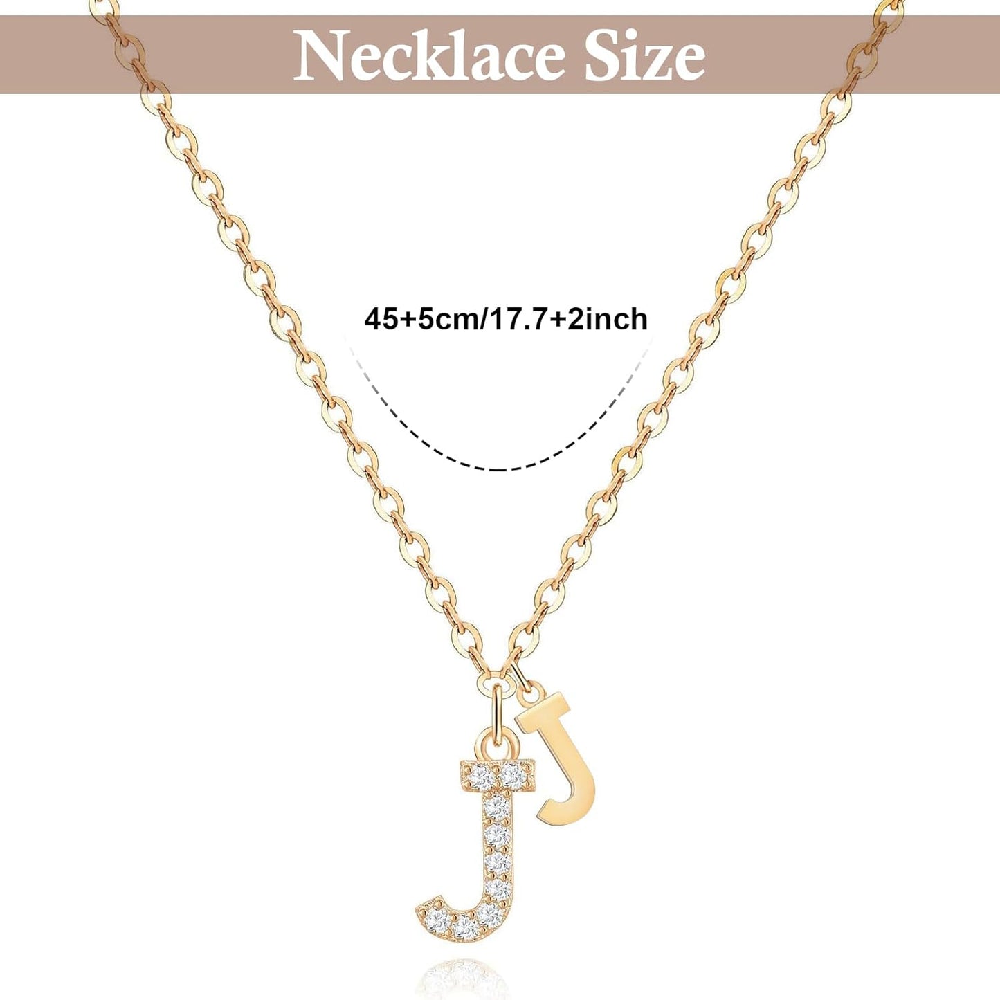 Double Letter Initial Necklace: 14K Gold Plated with Cubic Zirconia, Dainty & Personalized, Elegant Birthday Gift for Women