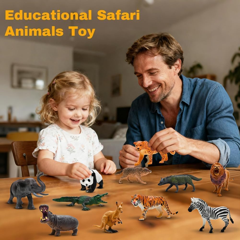 OMOMMD Safari Animals Figures Toys, Realistic Wild Zoo Animal Figurines, Plastic African Jungle Animals Playset for Kids Toddlers, 21Pcs Safari Toys Birthday Gifts for Boys Girls