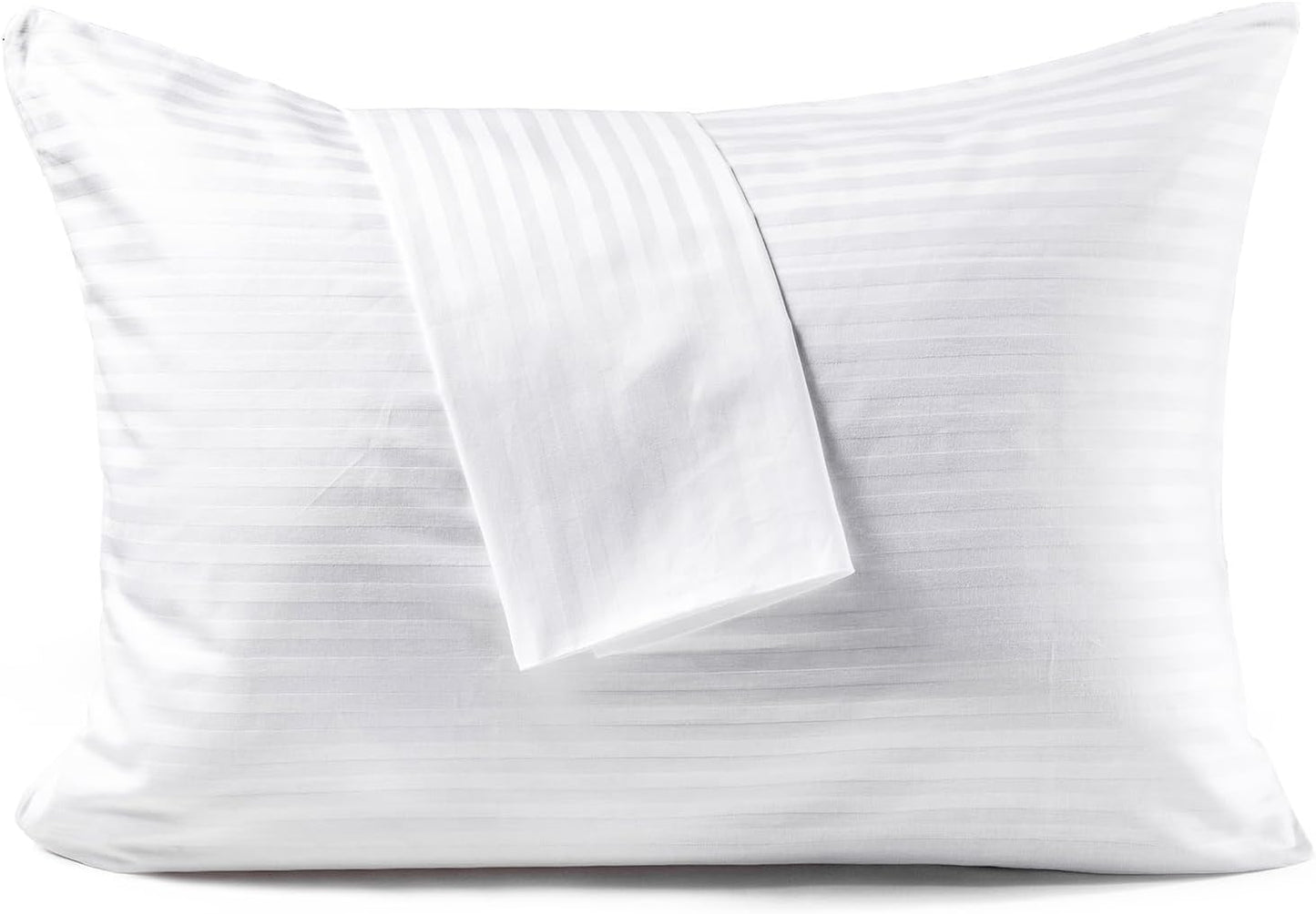 600TC 100% Cotton Pillow Protectors, Standard Size (20x26), 4 Pack, Oeko-TEX Certified, Hotel Grade Pillow Cover with Silent Zipper, Zip Up Pillow Cases, White