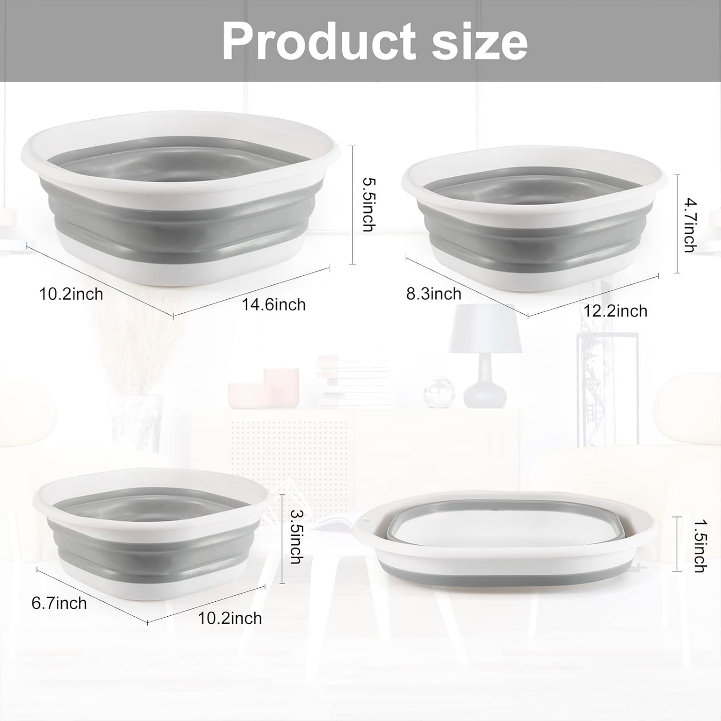 Collapsible Tub Wash Basin Laundry Tub 3 Pack Collapsible Laundry Baskets Foldable Dish Tub Plastic Washtub