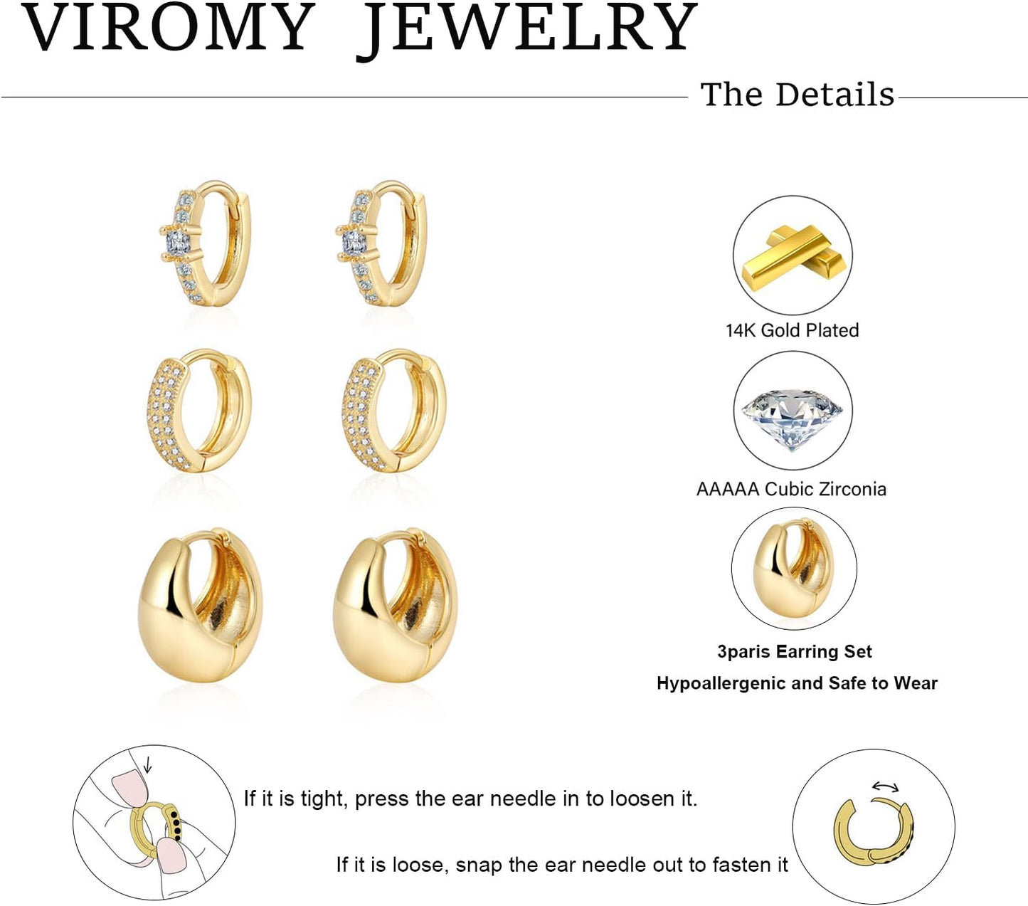 Gold Hoop Earrings Set for Women Trendy, 14K Gold Plated Lightweight Small Gold/Silver Hoop Earrings for Women Chunky Open
