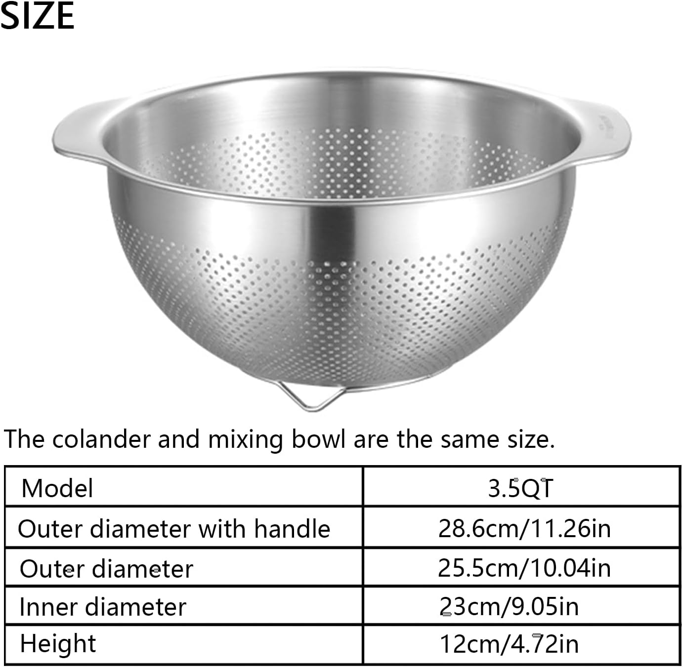 18/8 Stainless Steel Microwell Colander, Fruits, Rice, and Pasta