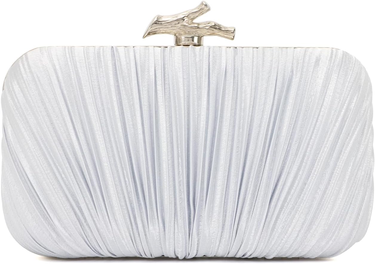 Clutch Purses for Women Evening Bag Pleated Clutch Bag with Chain for Wedding Party