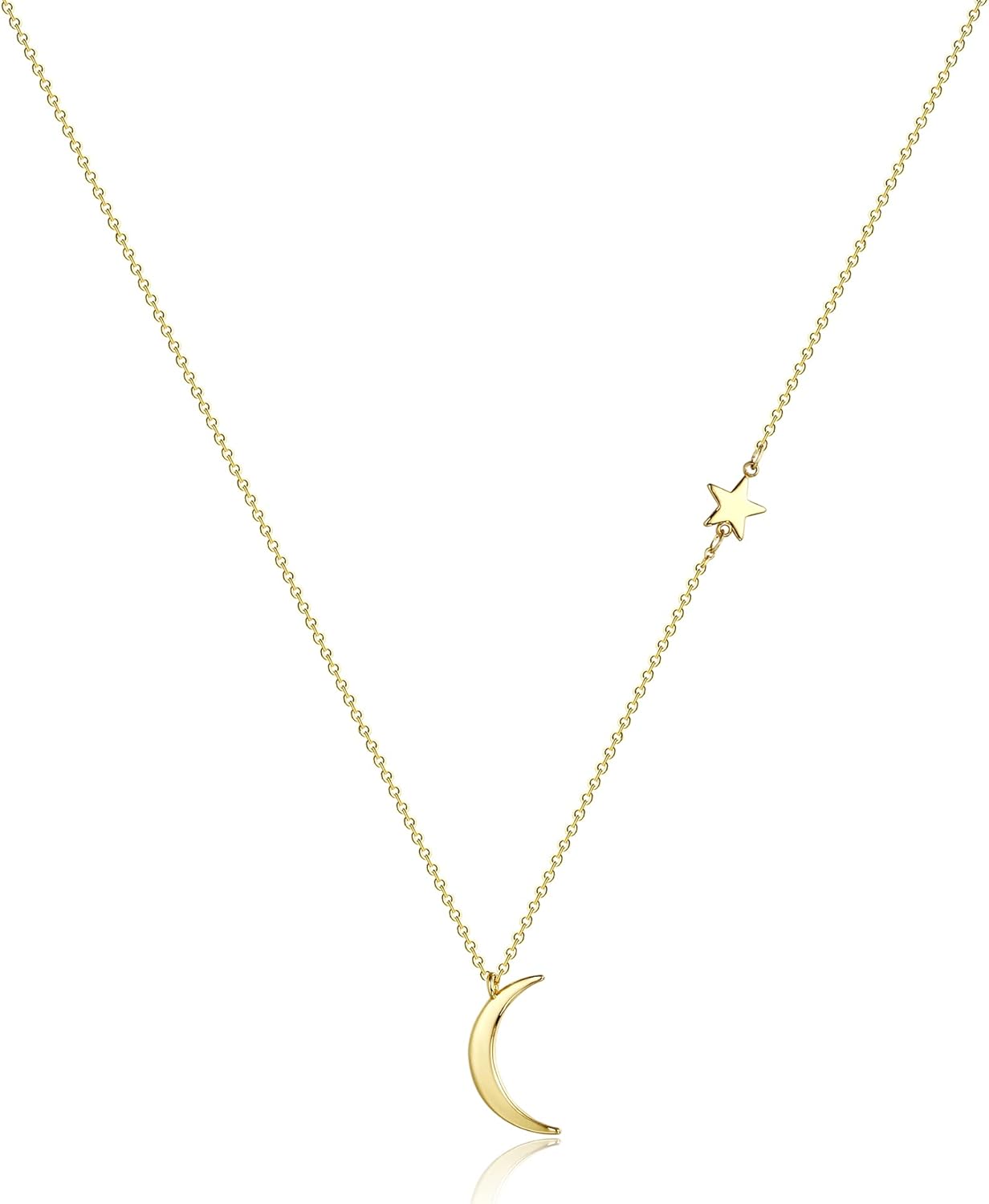 Dainty Gold Necklace: 14K Gold Plated Tiny Love/Heart/Star/CZ/Leaf Pendant for Women, Everyday Jewelry