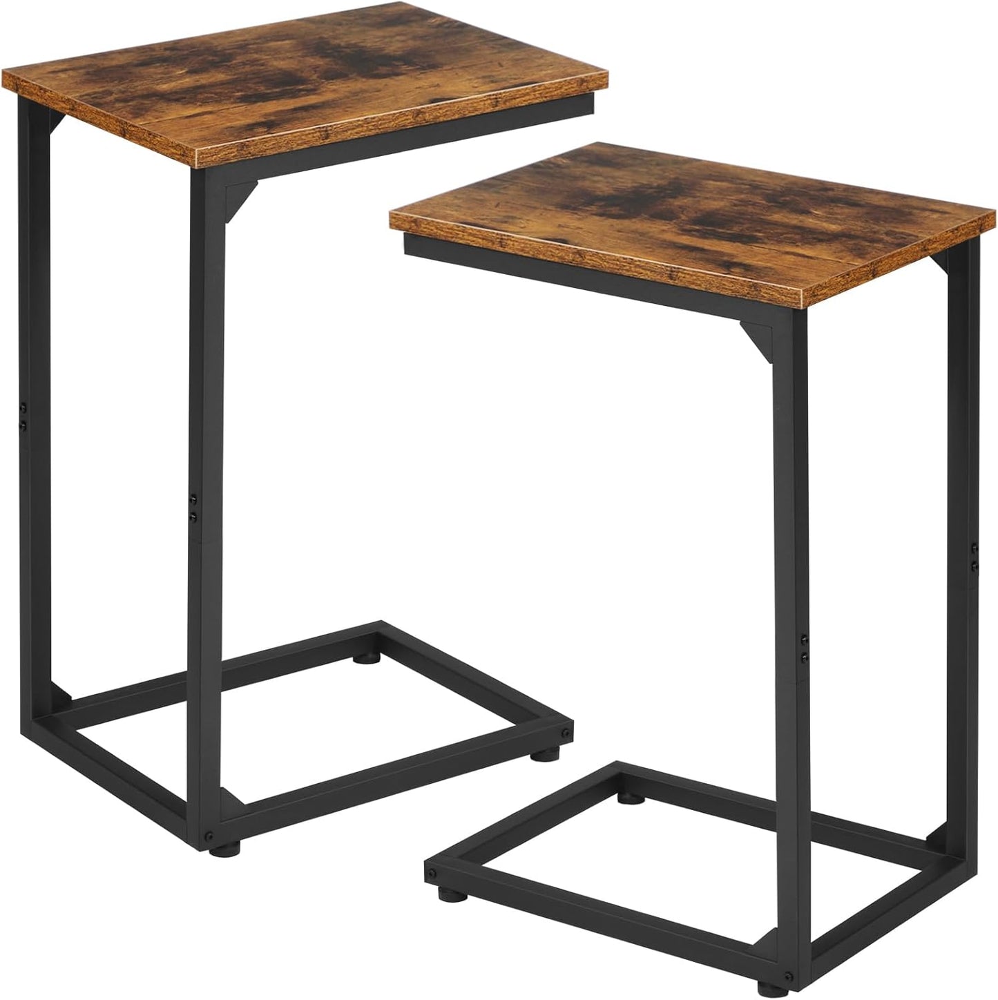 C Shaped coffeeTable, End Tables Living Room Set of 2, Slide Under Couch Table for Sofa, Small Space