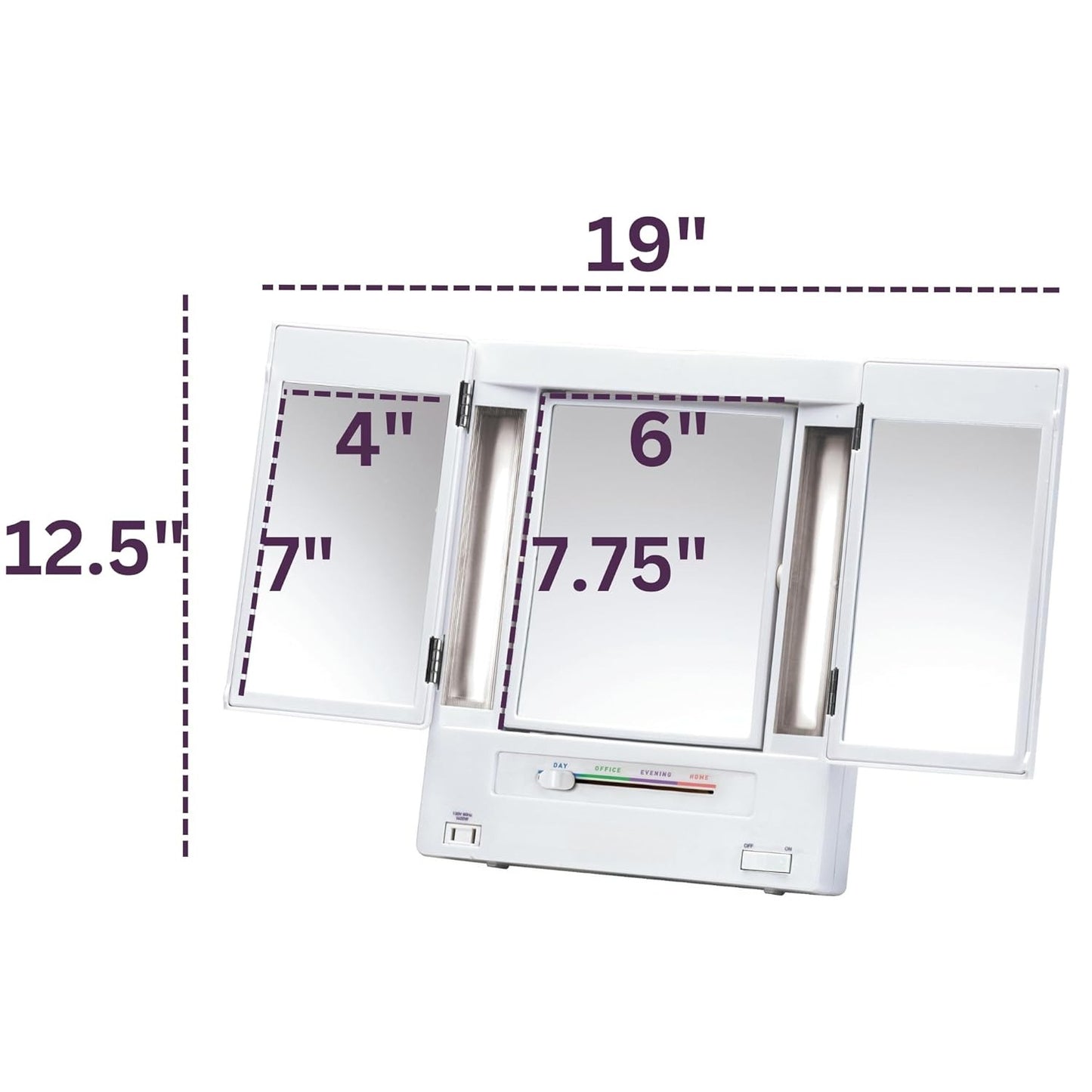 Tri-Fold Two-Sided Makeup Mirror with Lights - Vanity Mirror with 5X-1X Magnification &