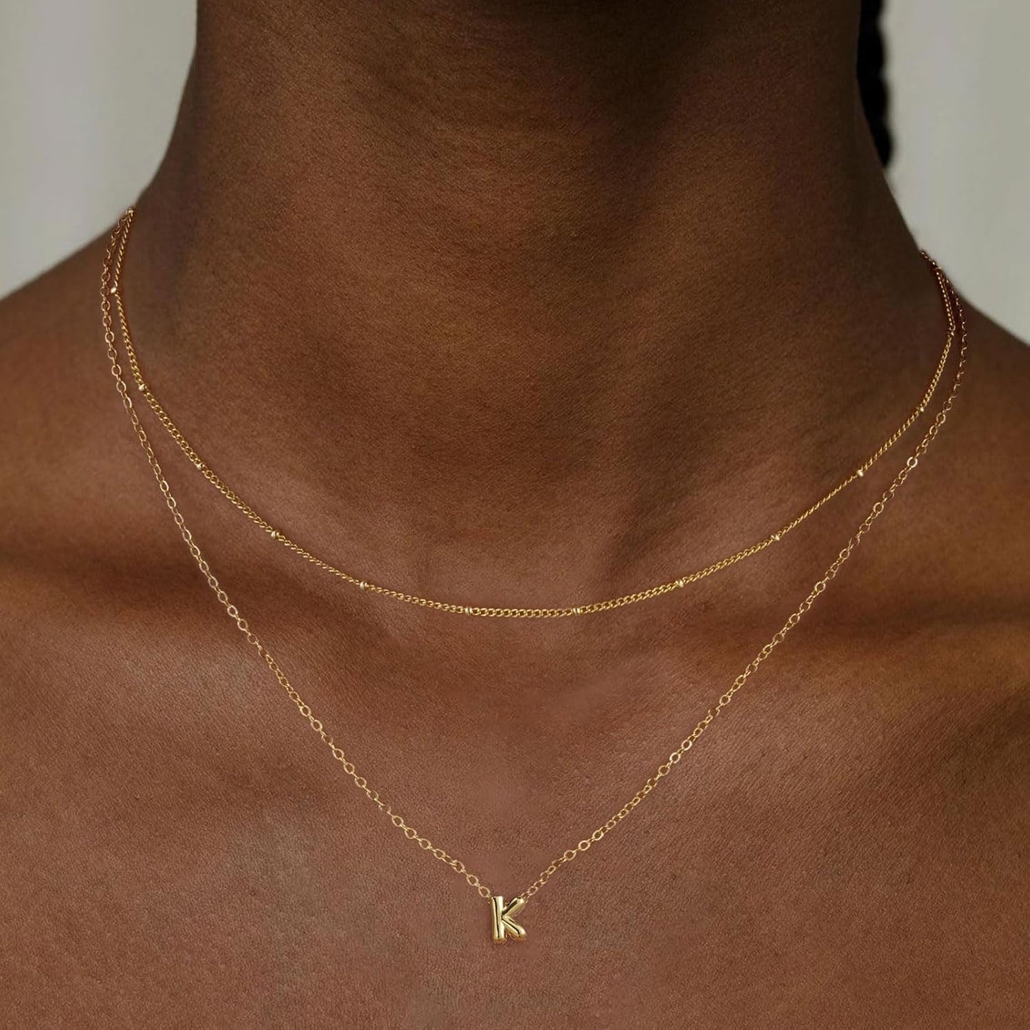 Bubble Initial Necklace: Personalized Layered Letter Pendant In Gold/Silver, Dainty Stackable Choker, Cute Teen Girl Gift