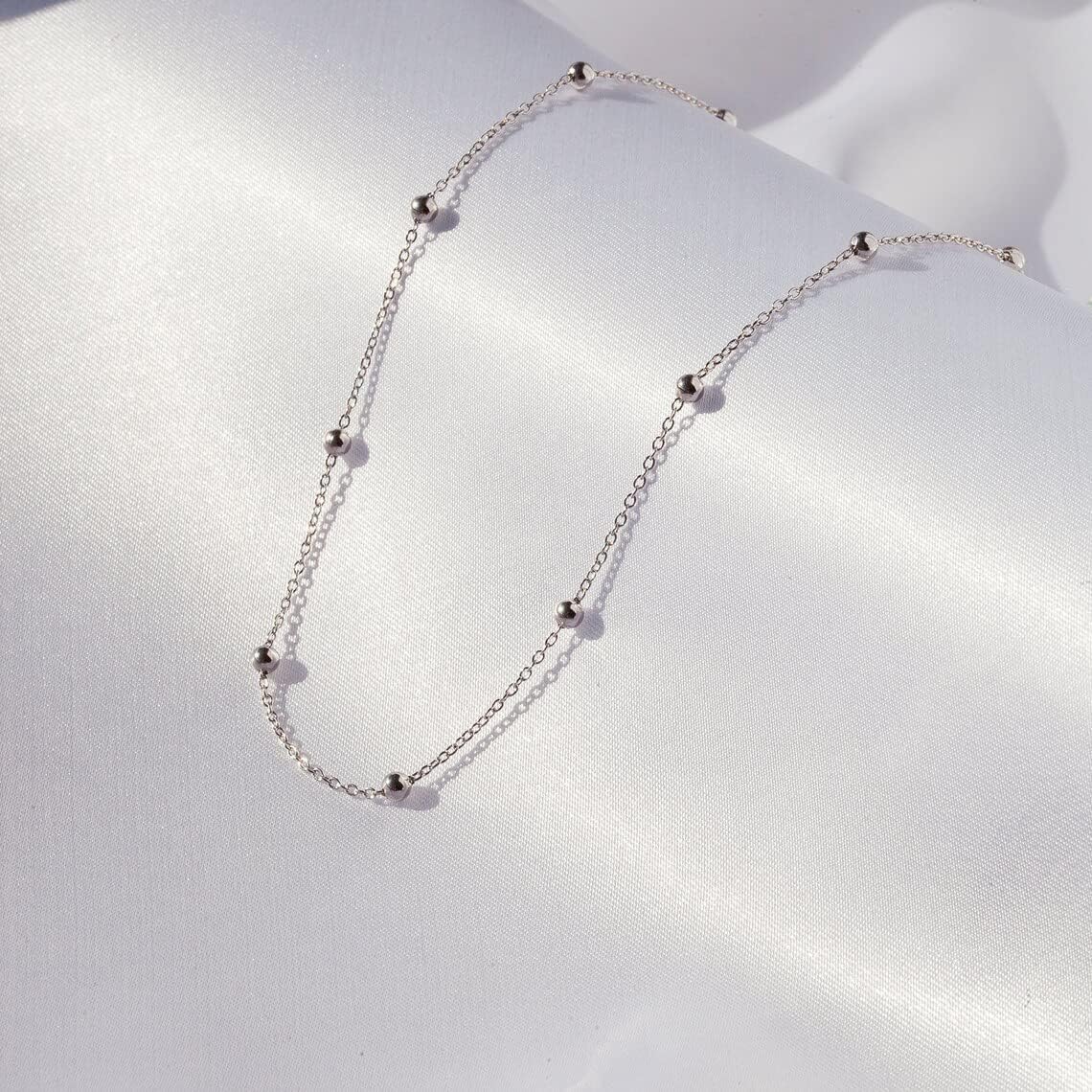 Dainty Gold Chain Necklace For Women - 18K Gold Plated Coin Disc Choker With Beaded & Paper Clip Layered Chain, Everyday Jewelry Gift
