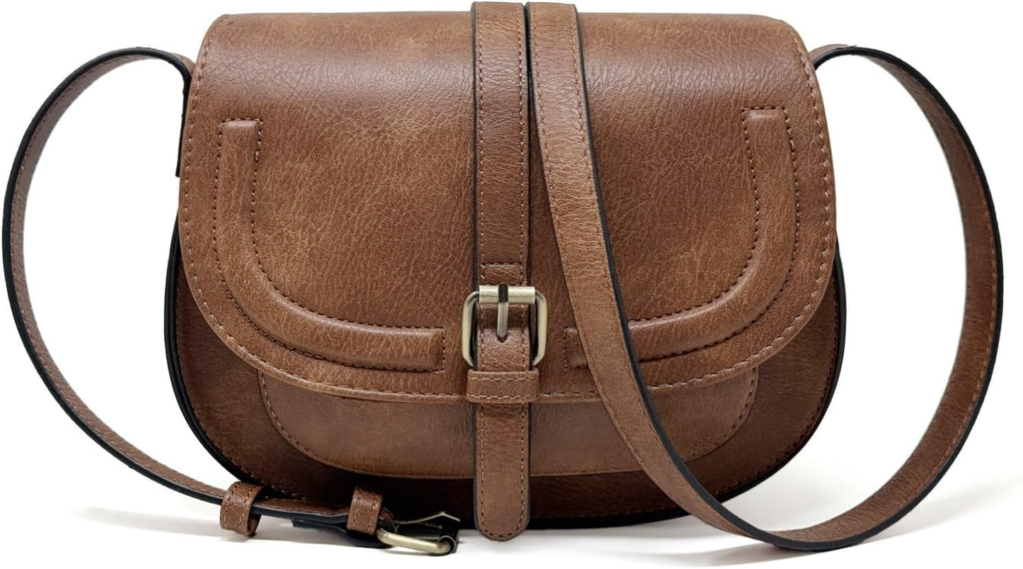 Crossbody Bags for Women,Small Saddle Purse and Boho Cross Body Handbags,Vegan Leather