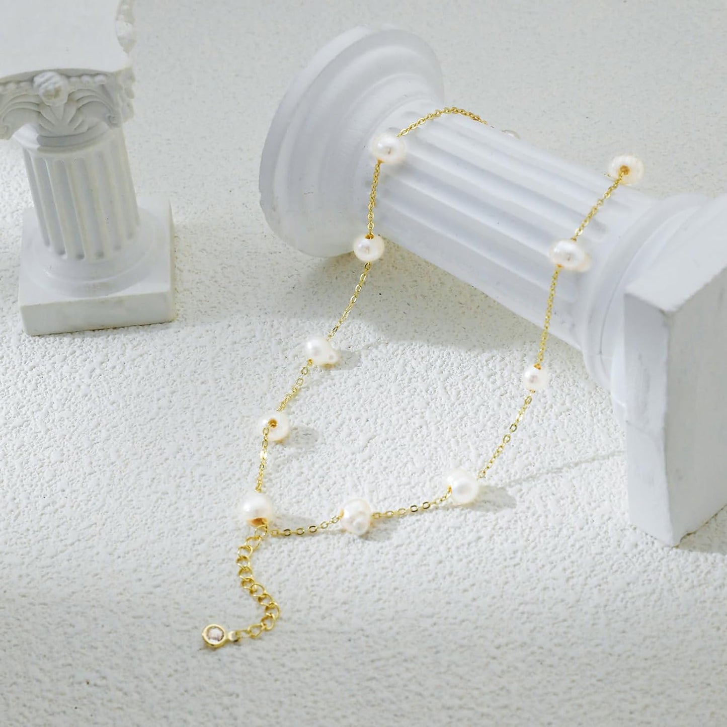 Gold/Silver Pearl Bracelets - 14K Gold Plated Dainty Pearls Beaded Chain Heart Bracelets