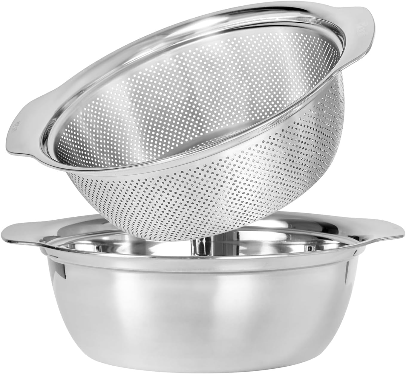 304 Stainless Steel Microporous Colander,2QT Large Capacity with Mixing Bowl For washing vegetables