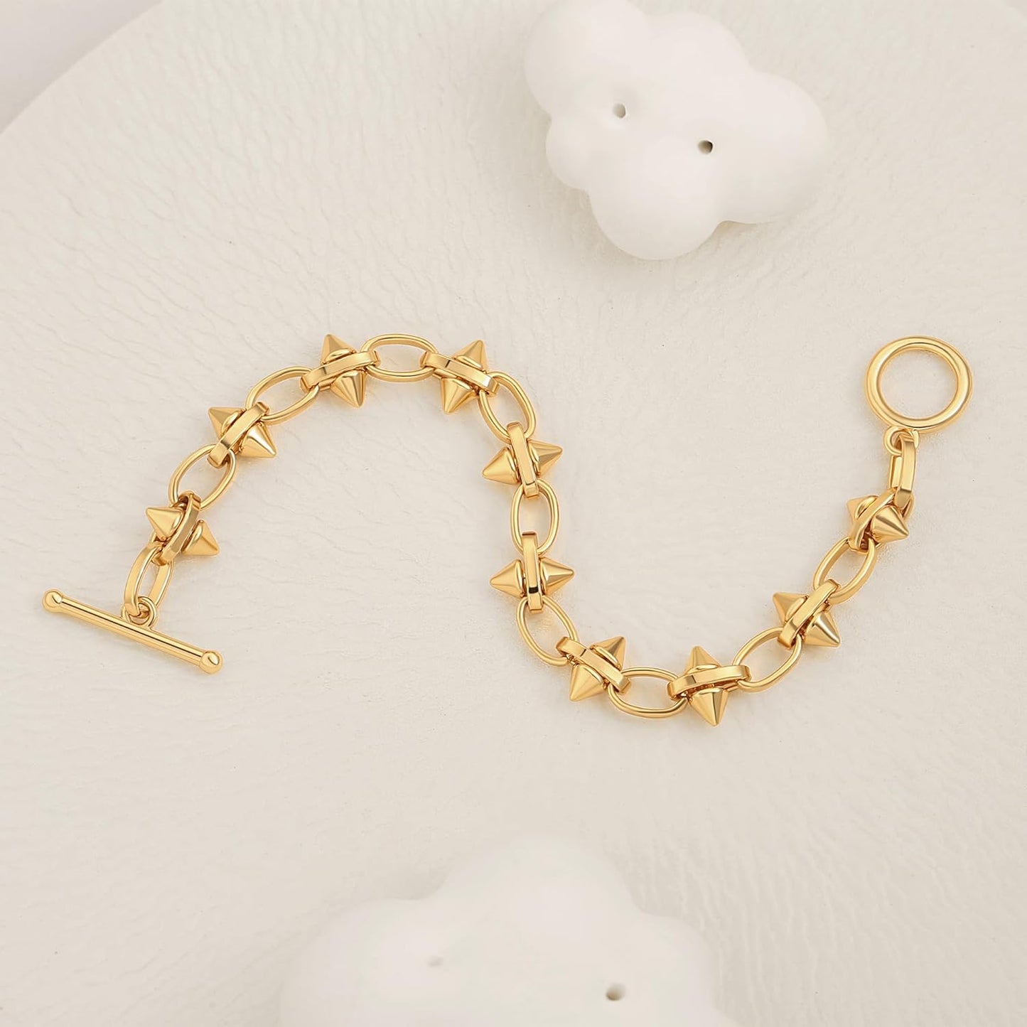 18k Gold Plated Personalized Chunky Cuban Oval Link Chain Bracelets for Men Toggle Rope Bracelet Jewelry for Women