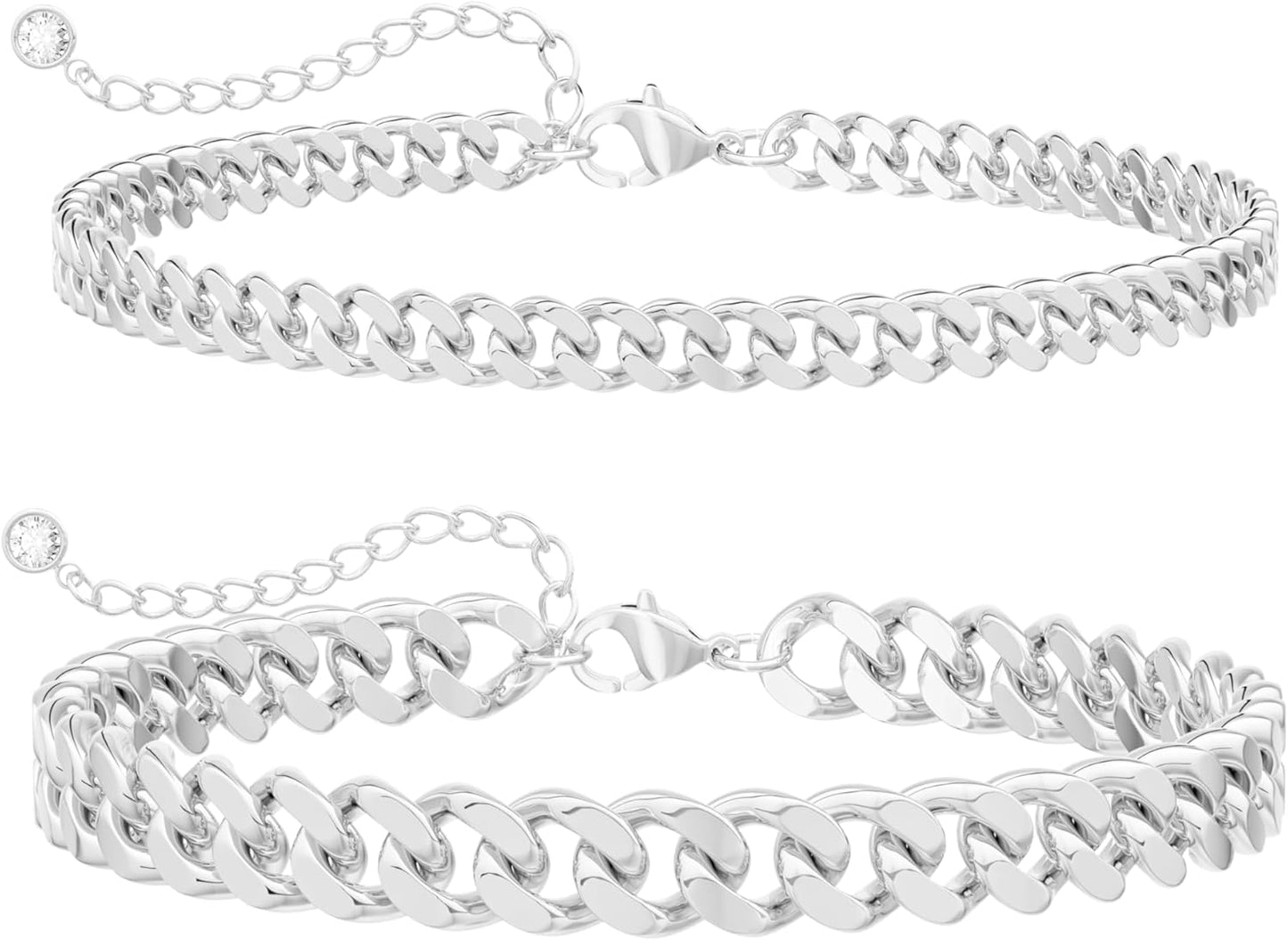 Women Dainty Gold Anklets Trendy Layered Stackable Chunky Cuban Link Chian Anklet Bracelet Set