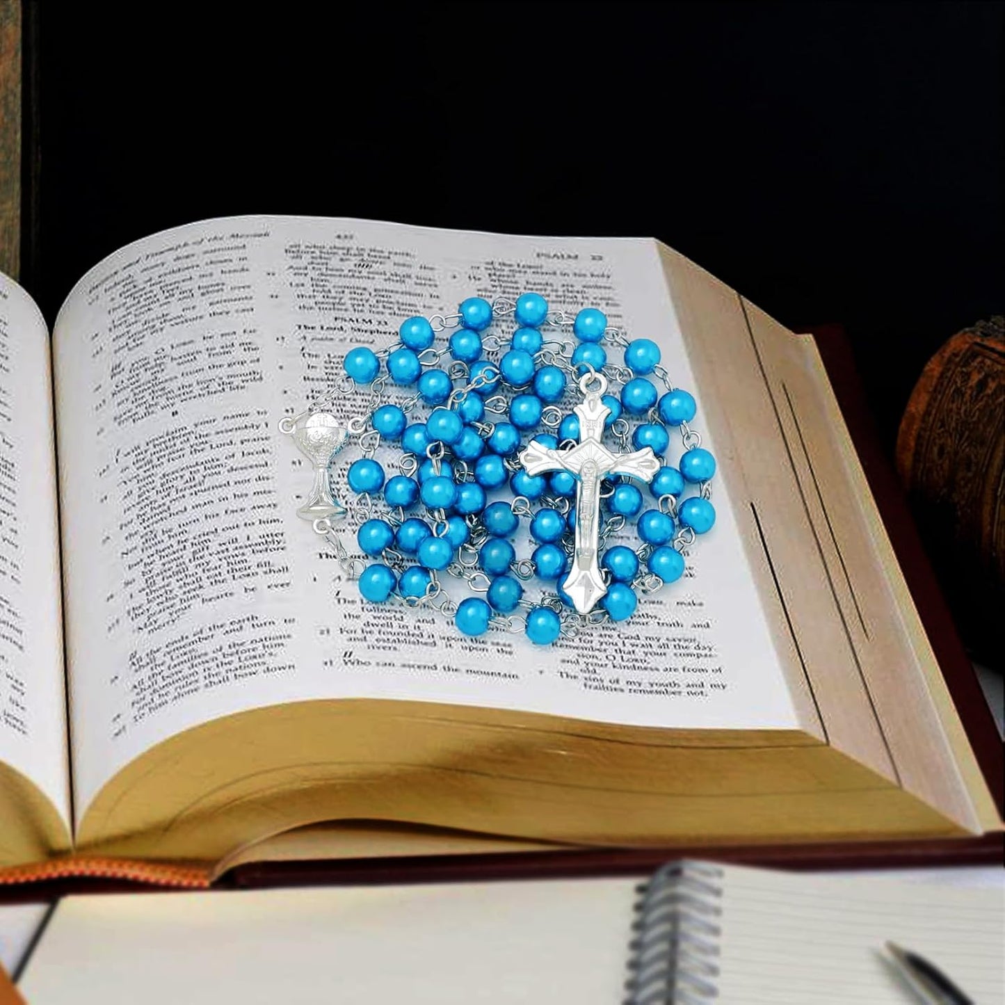 6mm Pearl Rosary Beads With Crucifix - Women's Catholic Prayer Necklace, Gift Box & Pouch Included