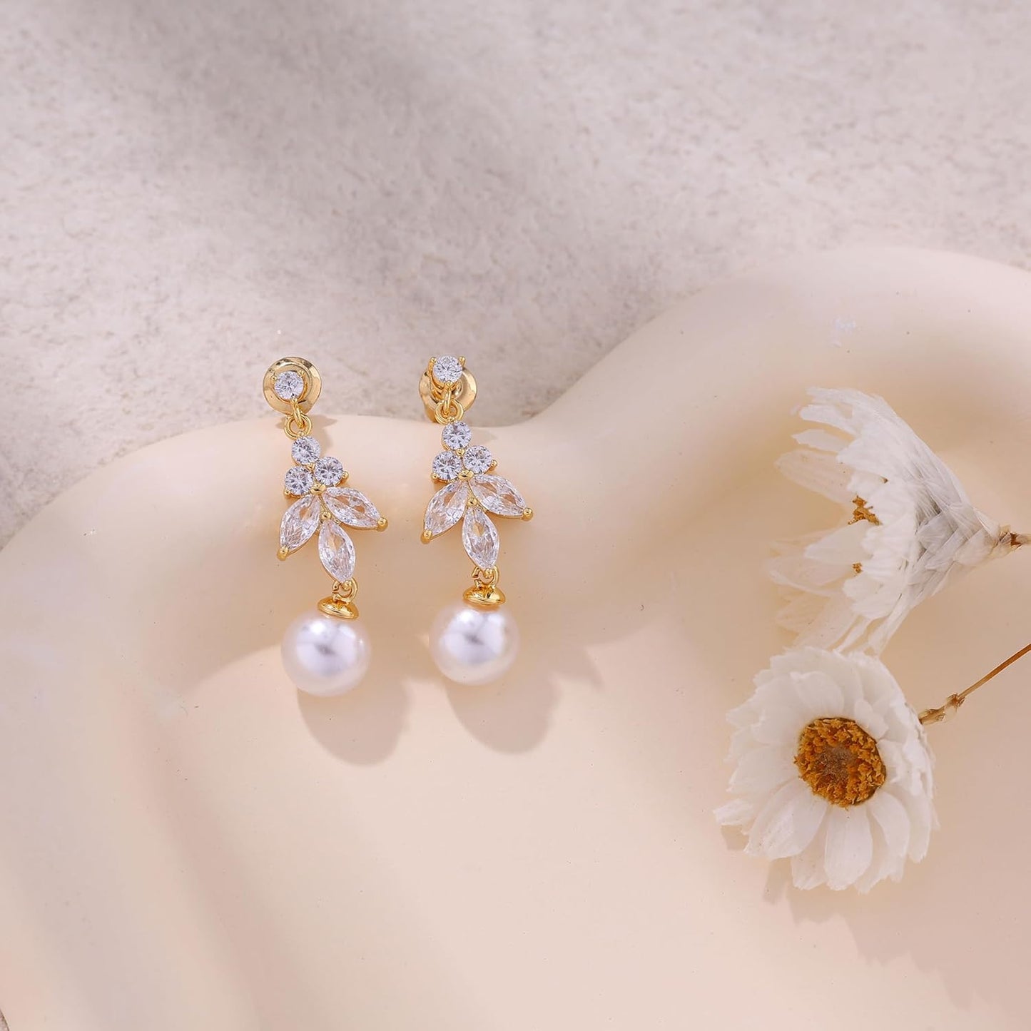 14K Gold Plated Butterfly Dangle Earrings for Women - Dainty, Trendy, CZ Drop Earrings - Simple Long Dangling Jewelry