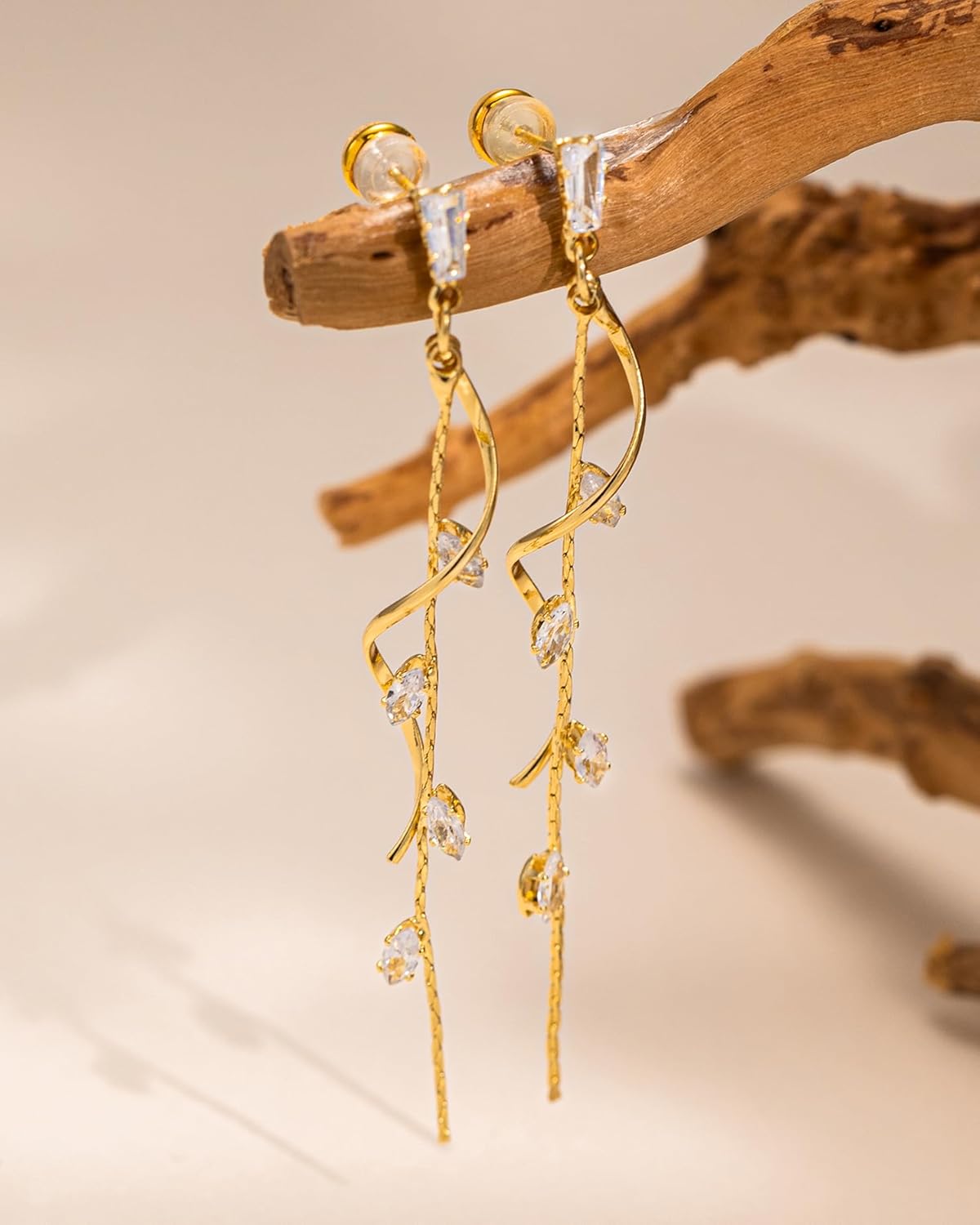 Dangle Earrings for Women- 14K Gold Plated Butterfly Heart Star Hoop Chain Tassel Design Long Dangle Earrings