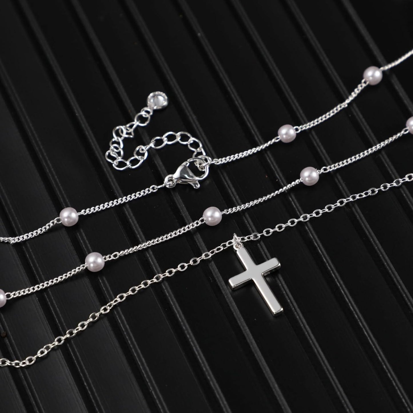 Two-Tone Cross Necklace, 14K Gold & Silver Plated Minimalist Dainty Chain, Religious Gift & Everyday Jewelry for Women
