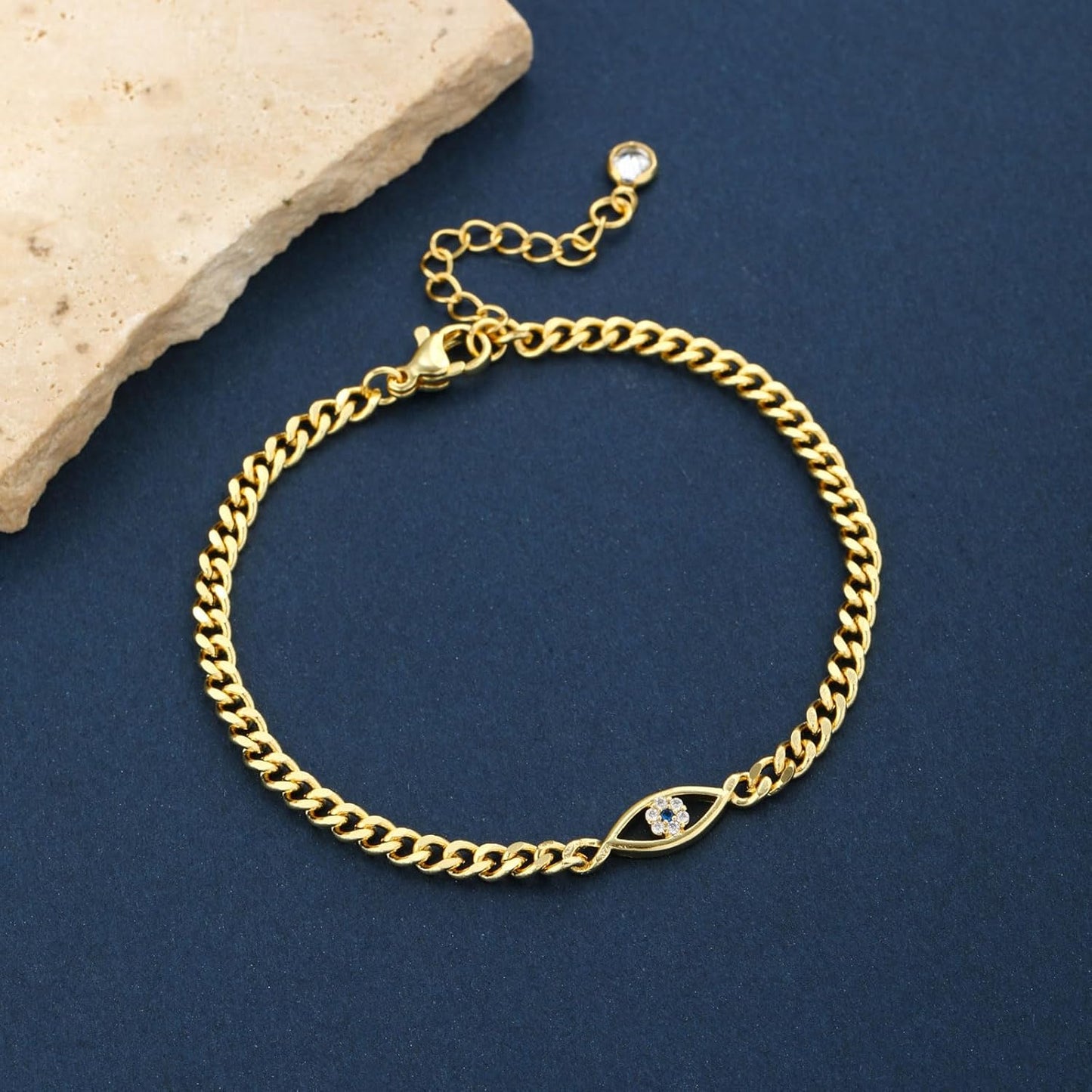 Dainty Gold Bracelet for Women 18K Gold Plated Tennis Evil Eye Cross Bracelet Trendy Classic Festival Jewelry Gifts