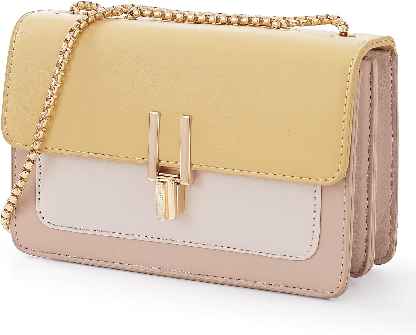 Color-Block Crossbody Bags for Women Leather Cross Body Purses Cute Handbags Shoulder Bag