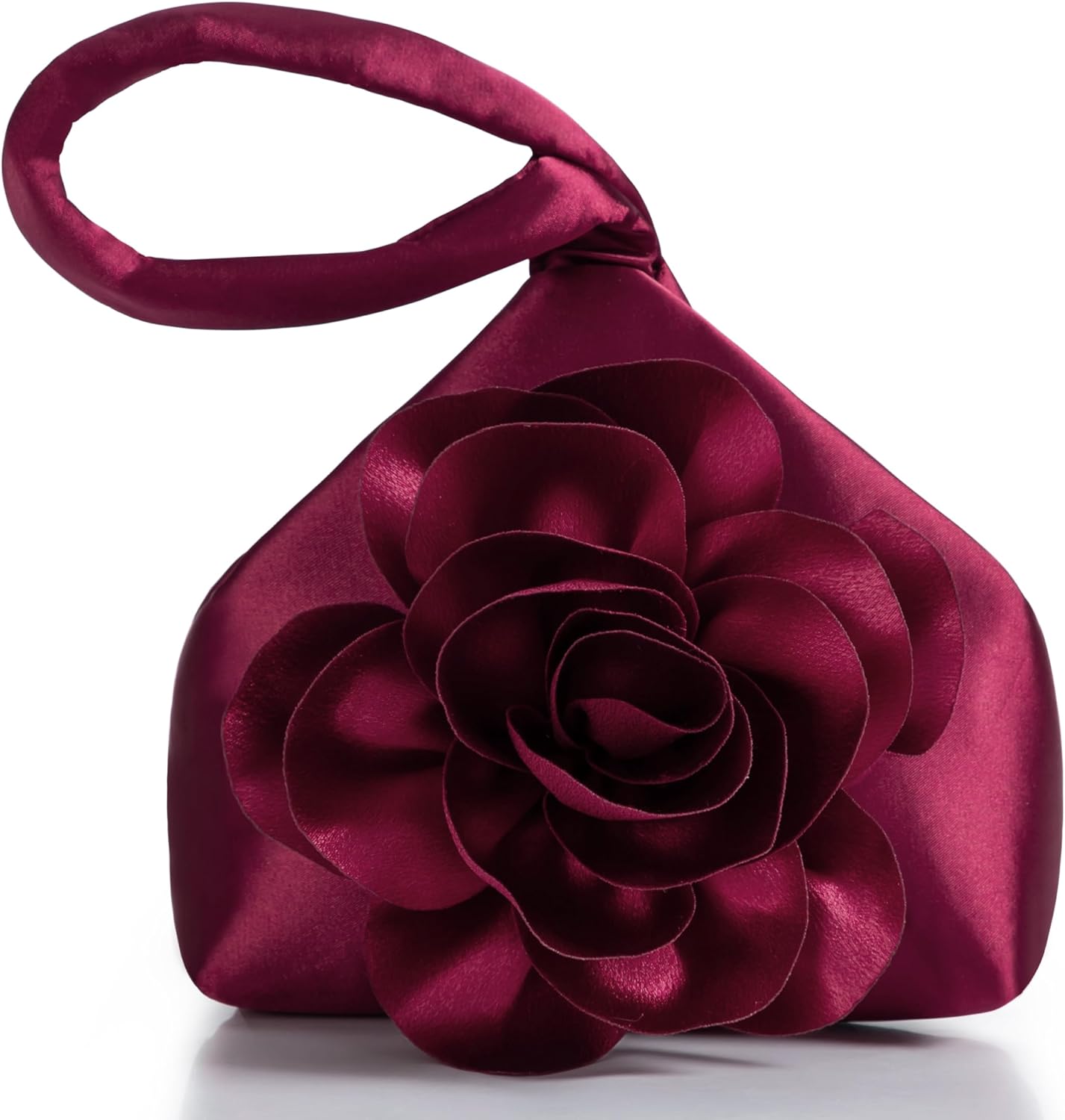 Clutch Purses for Women - Evening Bags Flower Satin Handbag Classy Wristlet Purse for Party Daily Wedding