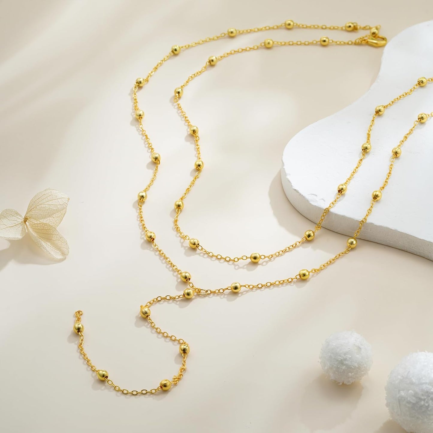 Dainty Y-Shape Lariat Body Chain: 14K Gold Plated Non-Tarnish Layered Necklace & Choker Set for Women