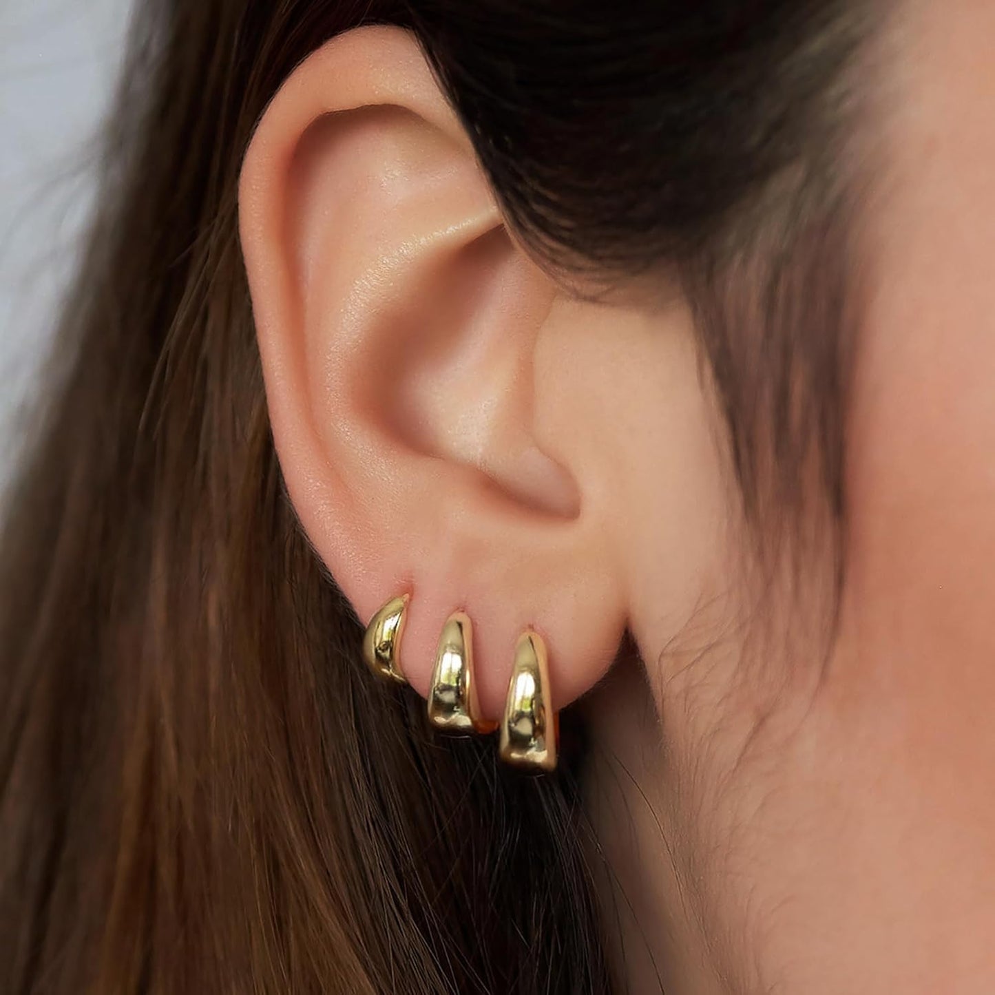 Small Sterling Silver Huggie Hoop Earrings Set for Women, 14K Gold Plated Hoops Stacks for Multiple Piercings